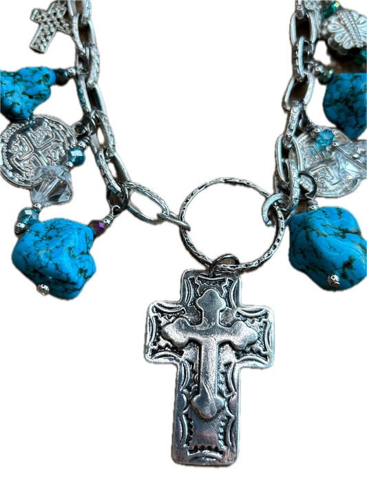 Lost & Found -Chunky Turquoise Charm Necklace