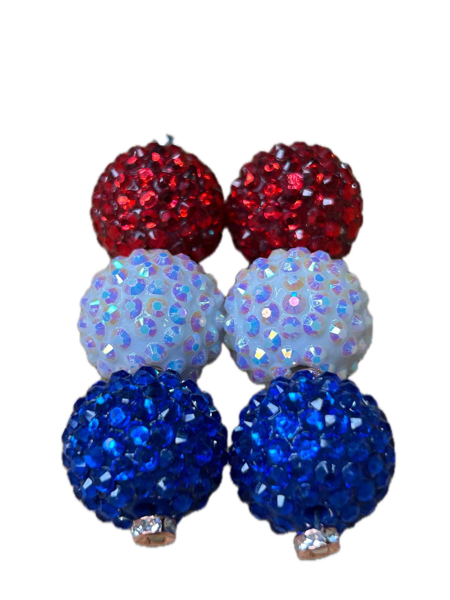Red, White and Blue Earrings (Large Bubble Gum Beads)