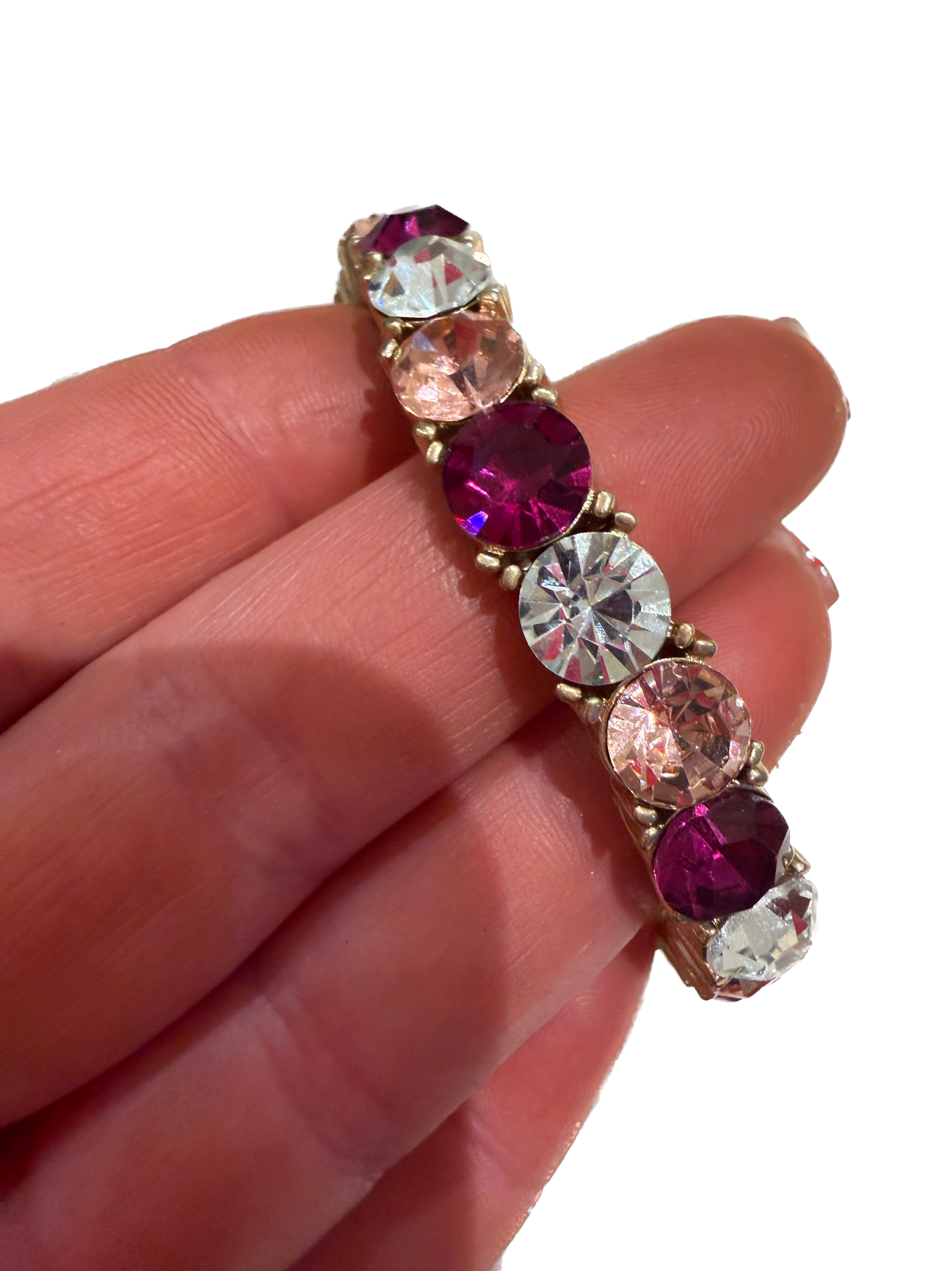 Pink Multi Crystal Stretch Bracelet