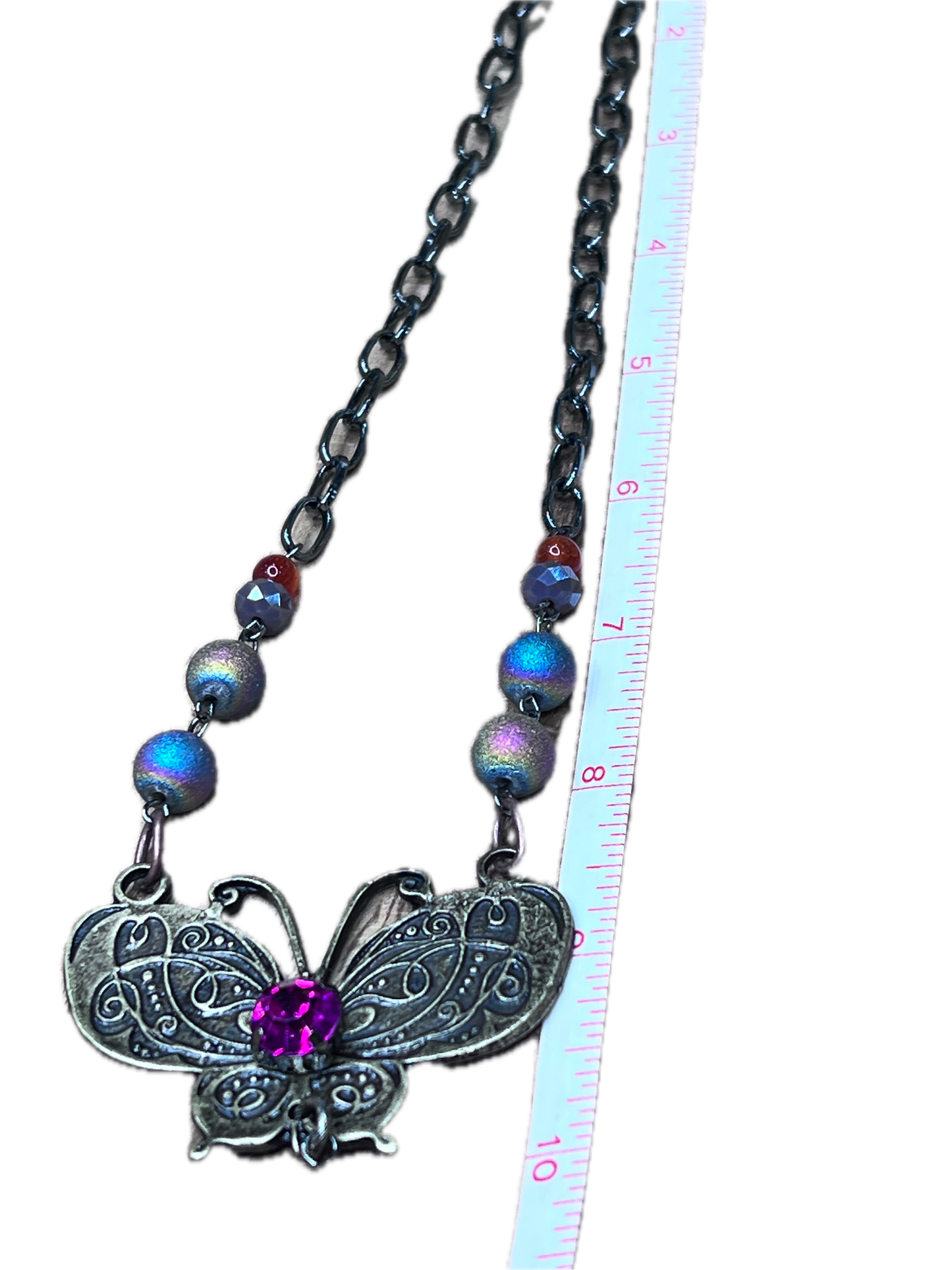 Lost & Found - Beaded Necklace with Butterfly Pendant