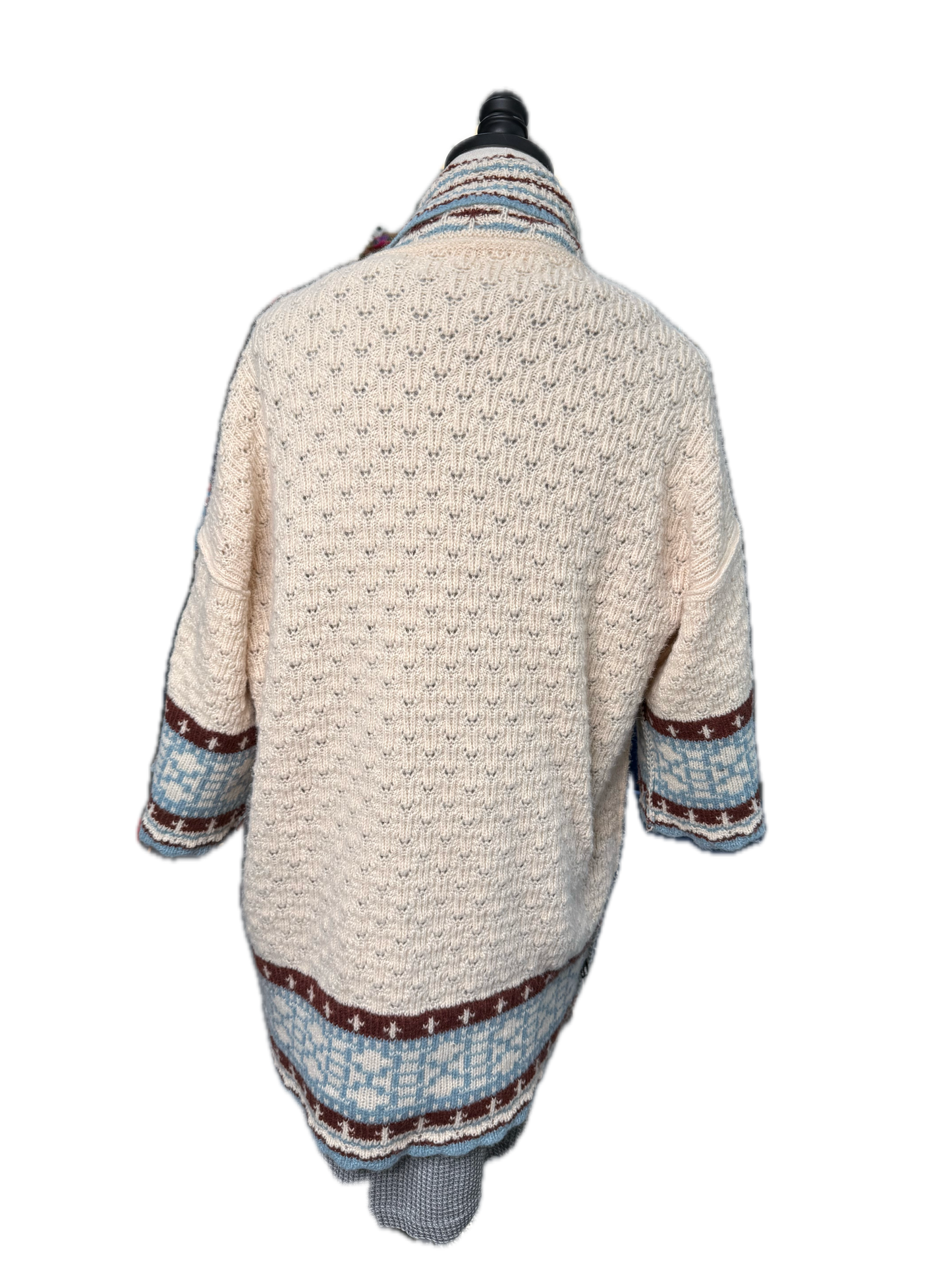 Sunshine and Rodeos - Knit Sweater Cardigan (Cream and Blue)