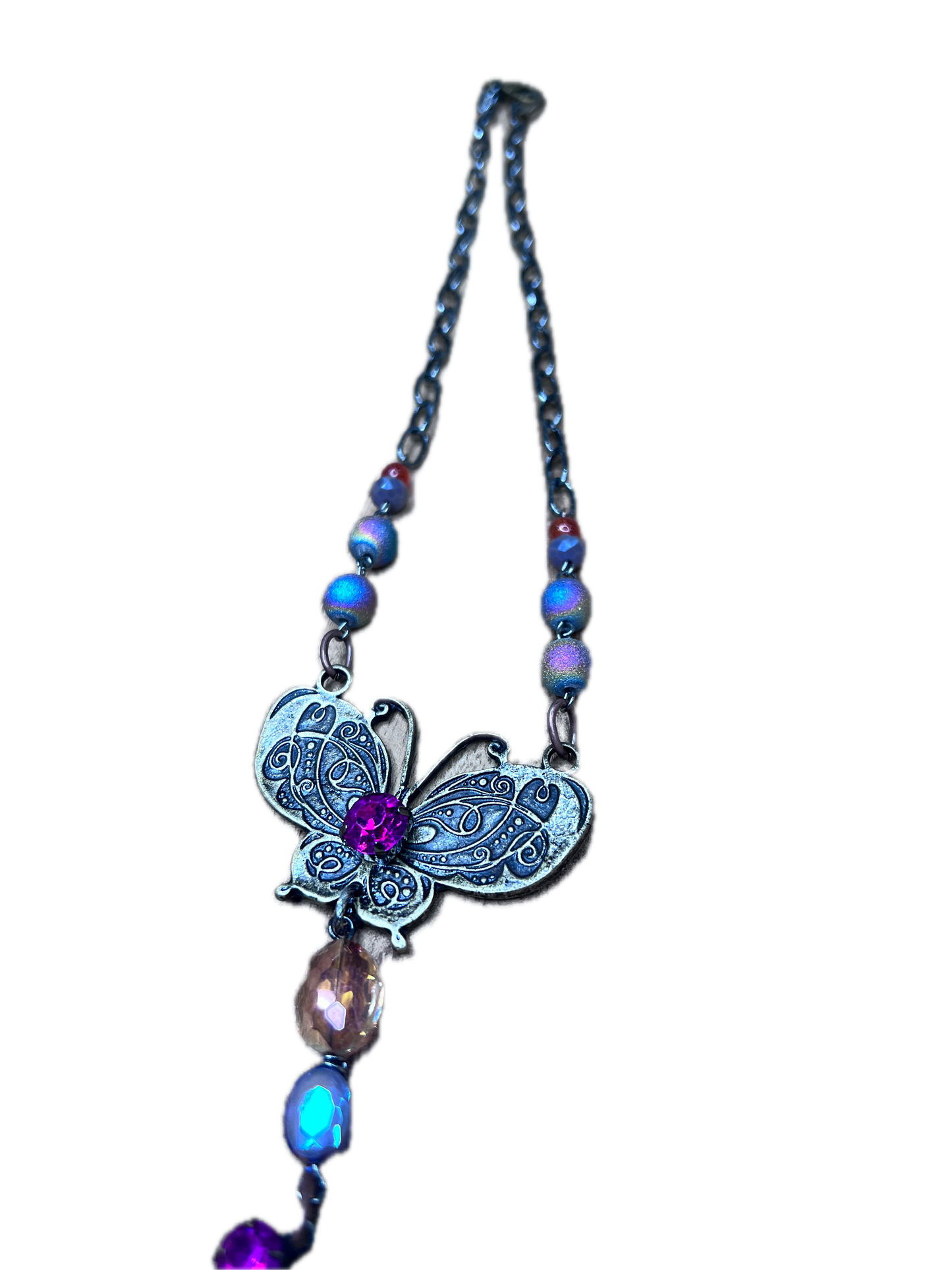 Lost & Found - Beaded Necklace with Butterfly Pendant