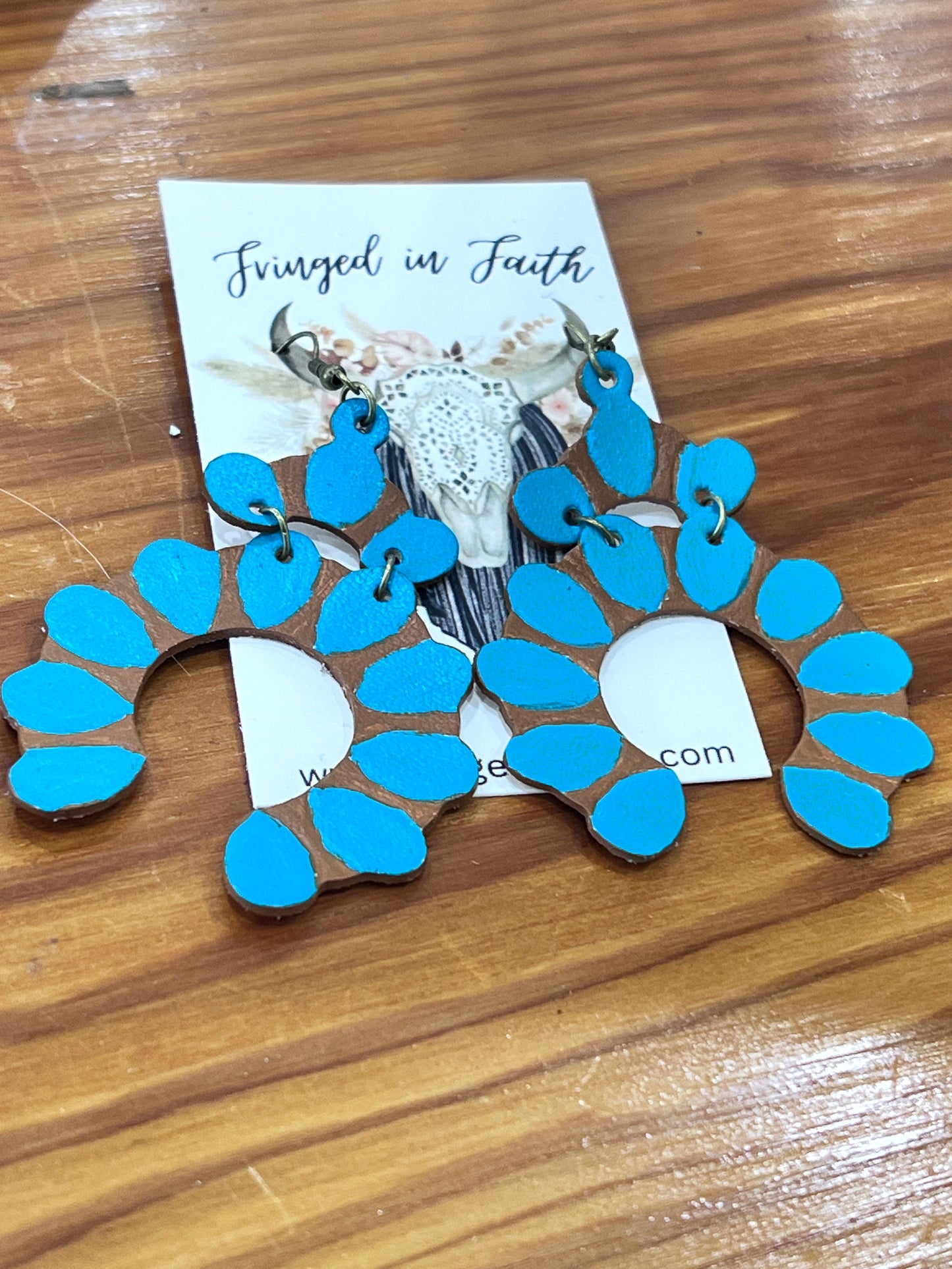 Fringed In Faith-Hand Painted Squash Blossom Earrings