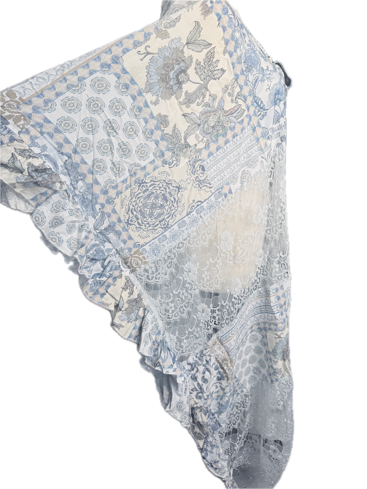 Oli & Hali- Washed Lace Mix Print Duster (Blue)