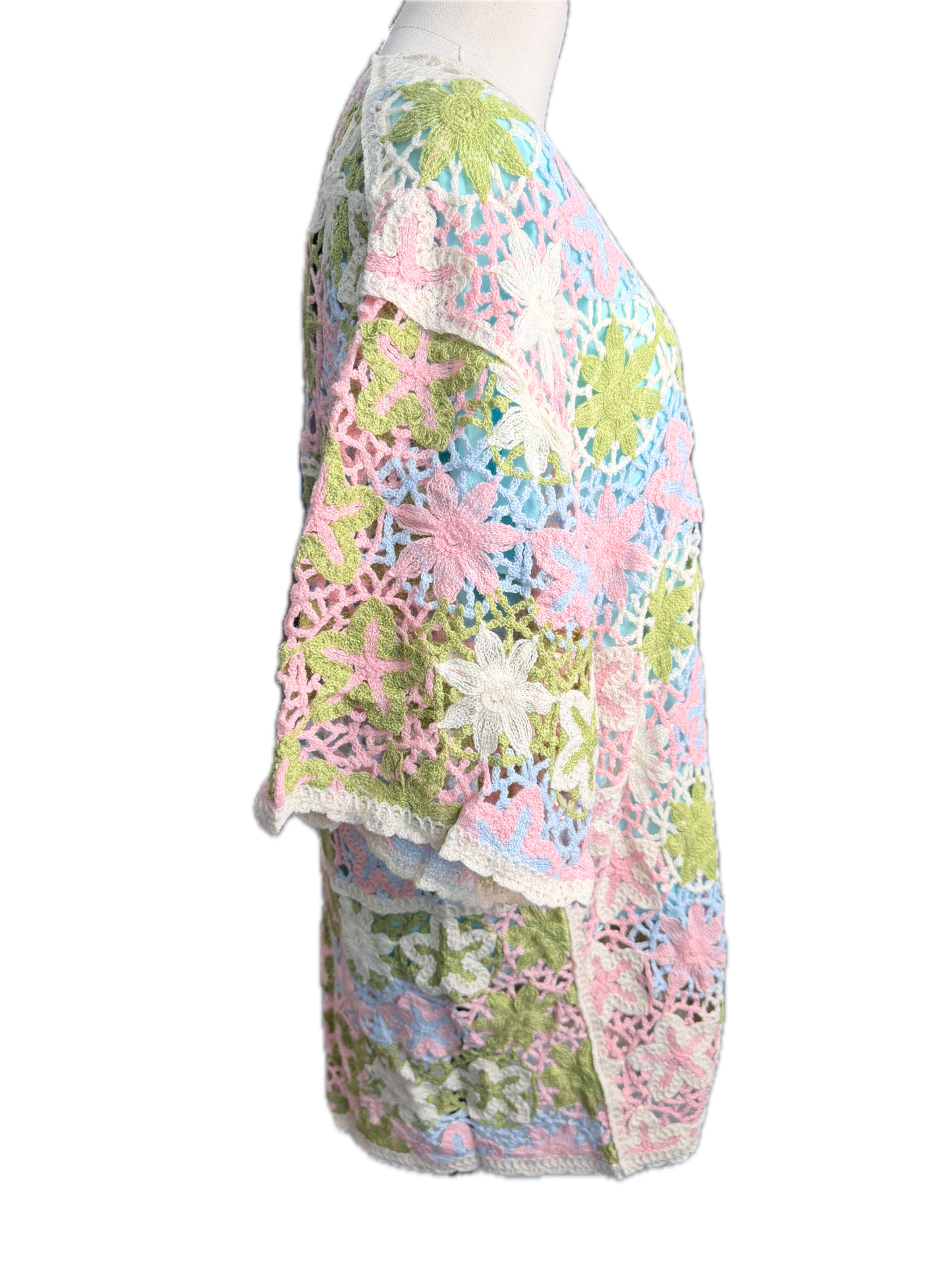 Boho Starfish Front Tie Cardigan (Pink and Green) *Final Sale*