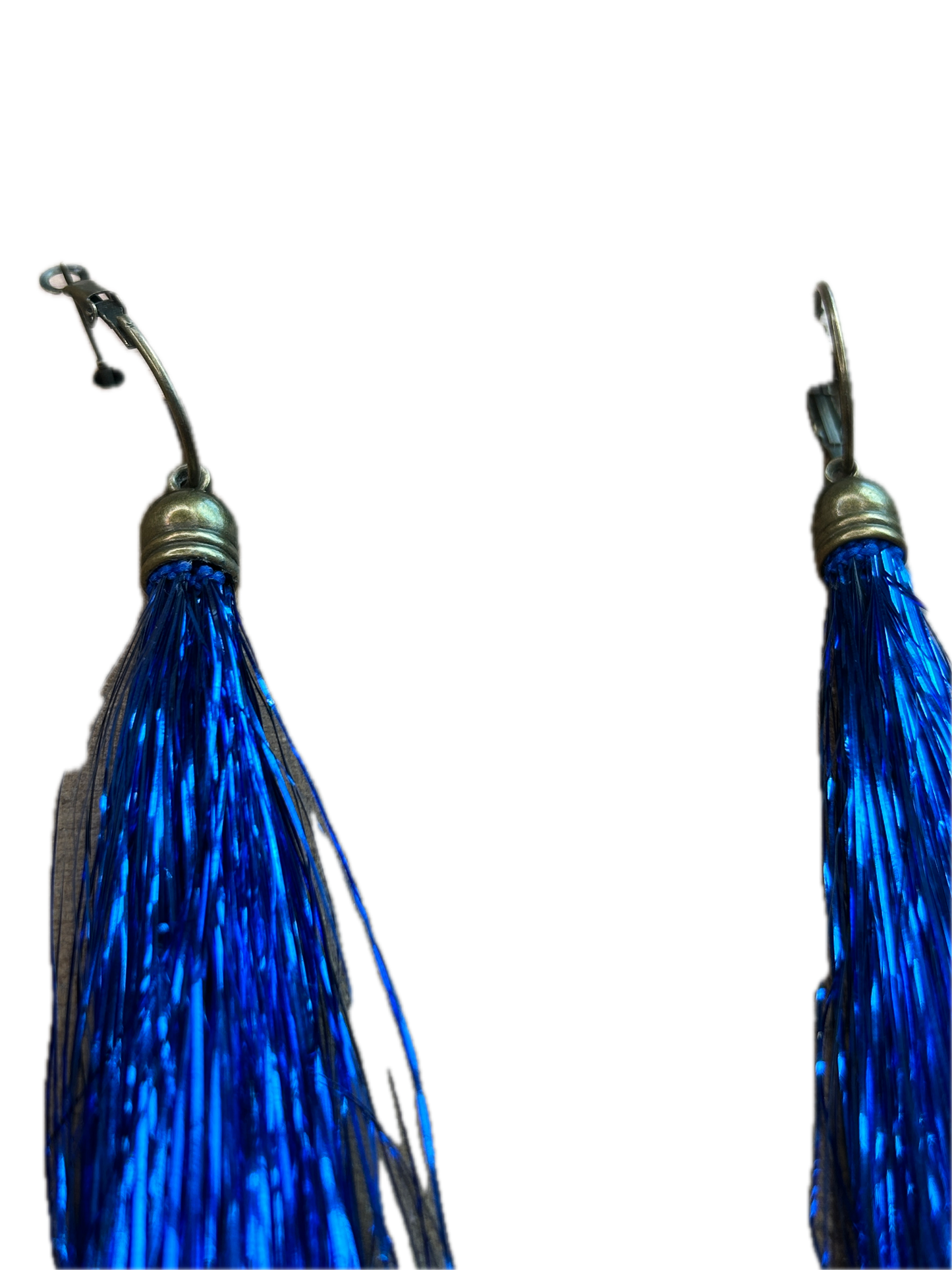 Long Tinsel Earrings (Dark Blue)