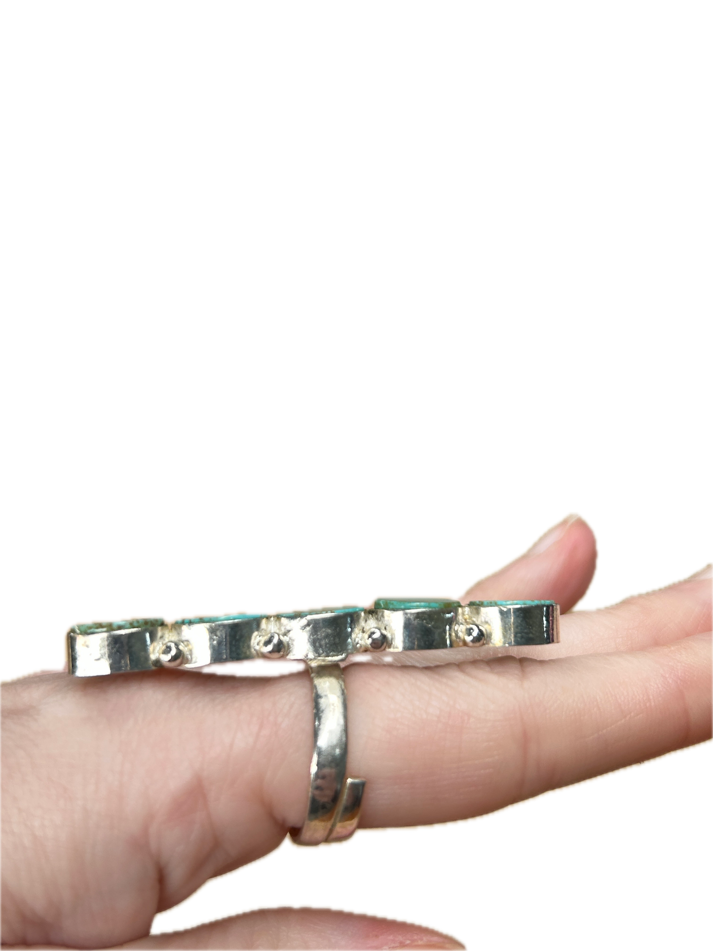 German Silver Turquoise 5 Stone Ring