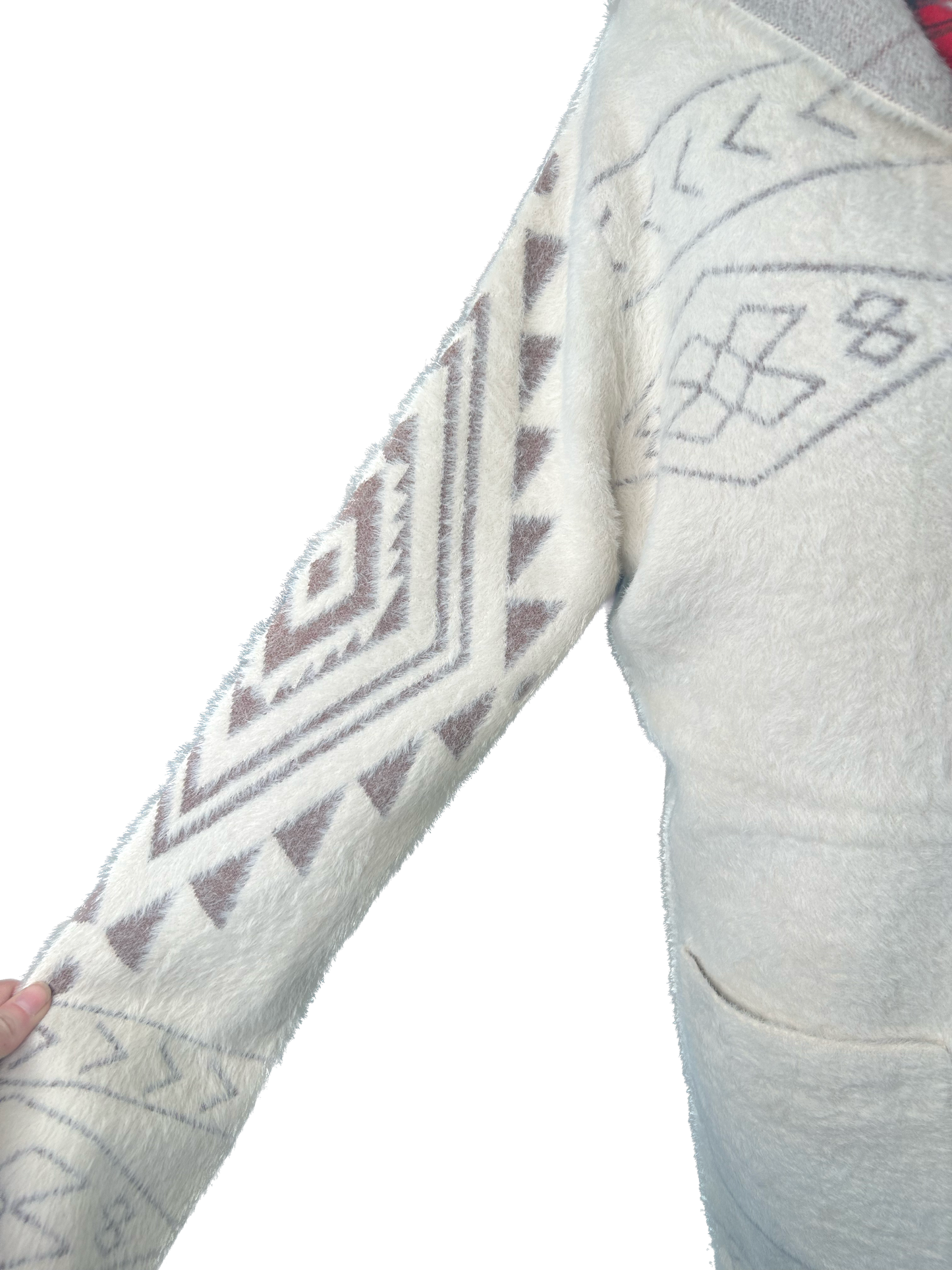 FINAL SALE Cozy Fur Cardigan With Hood (Beige)