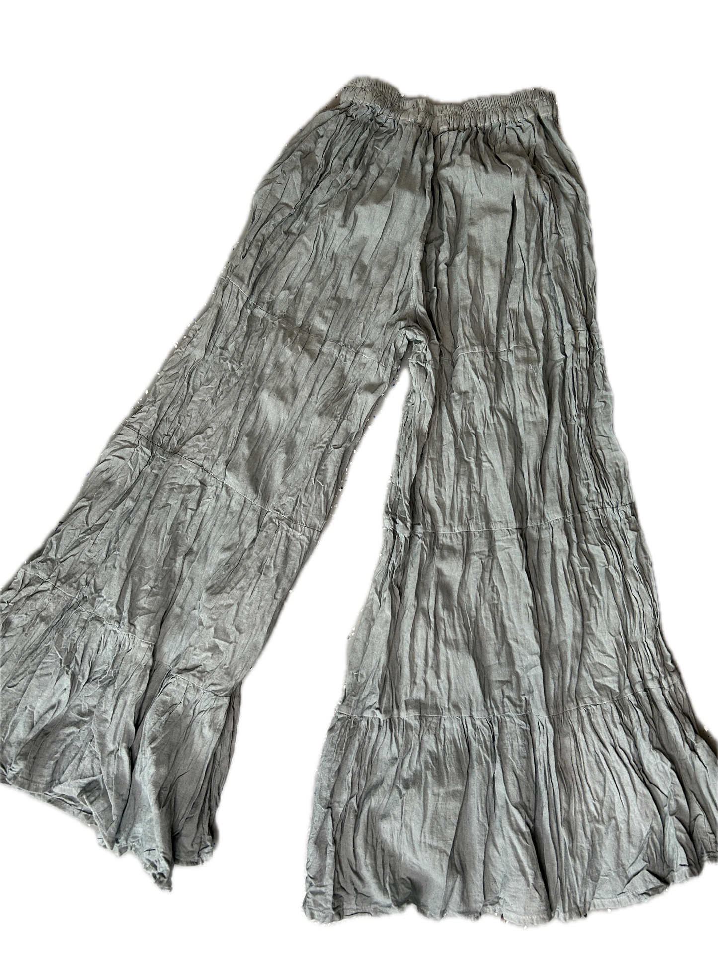 Tiered Cotton Pants (Aqua Grey)