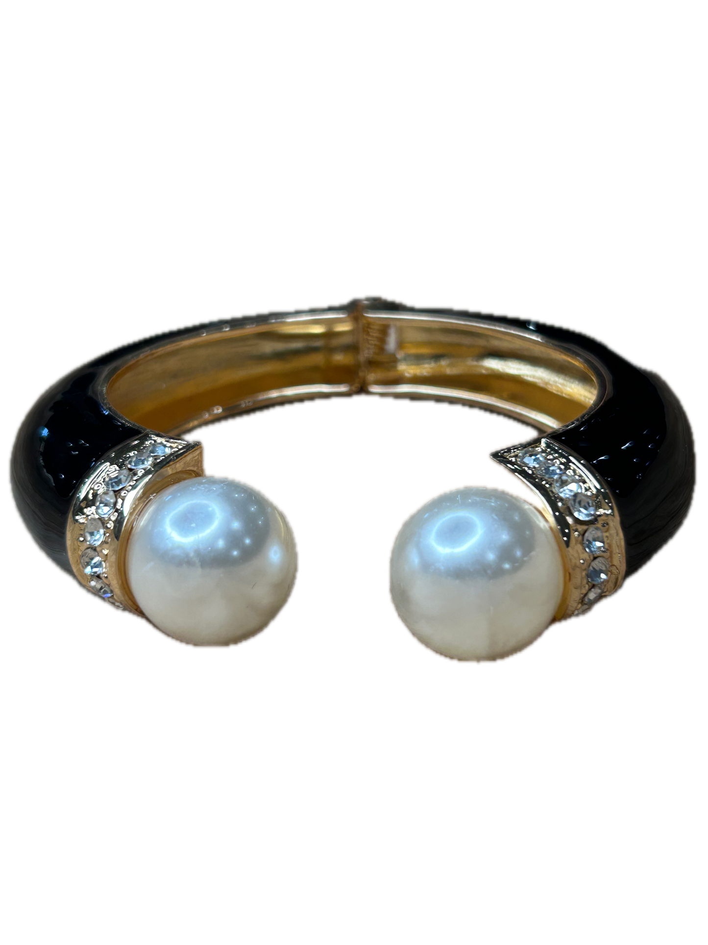 Beautiful Bangle in Black (Pearl, Gold and Rhinestone accented)