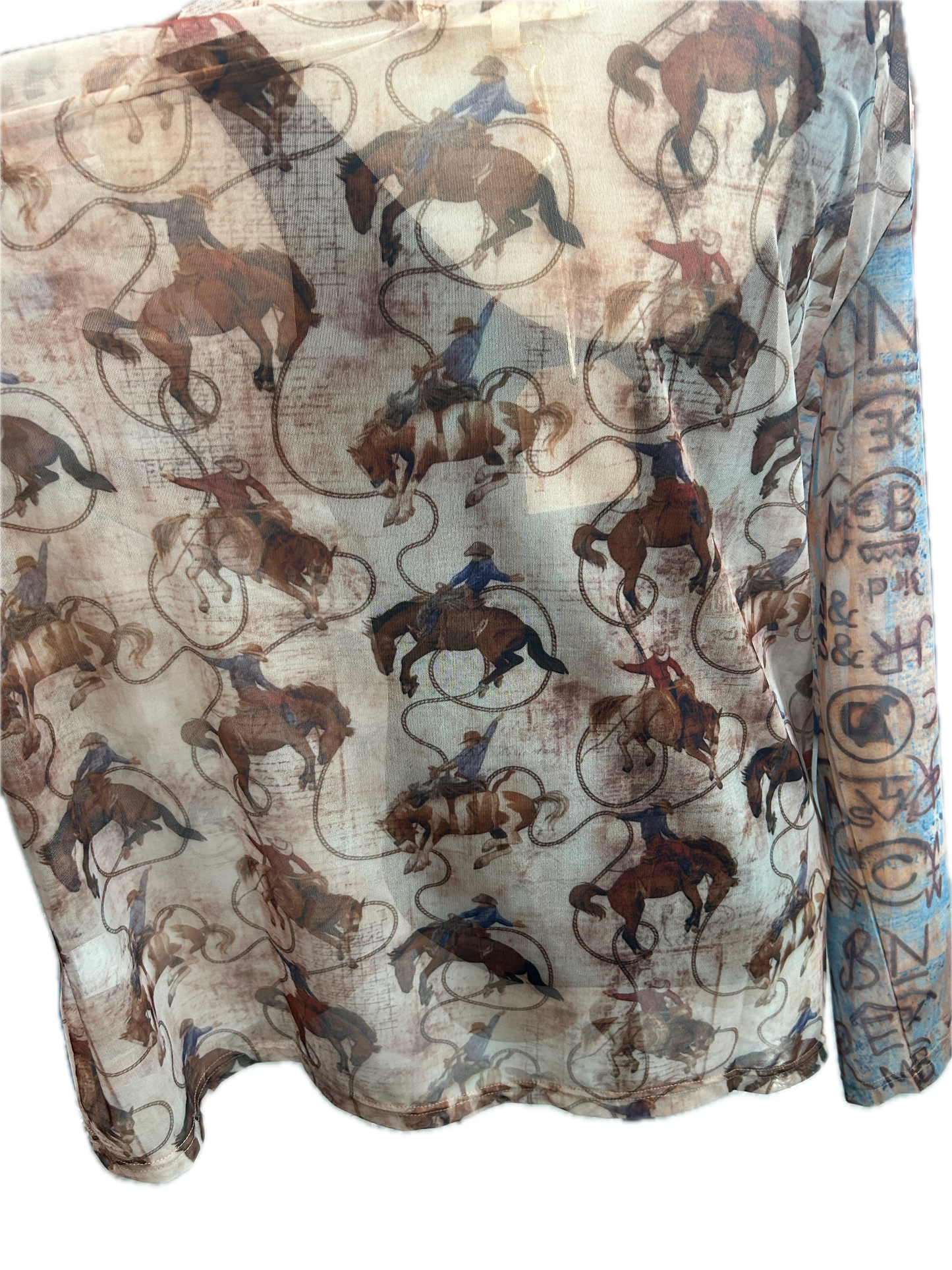 Rare Bird- Mesh Shirt (Rope Em Cowboy) *Final Sale*