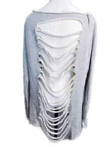 Jaded Gypsy- Distressed Terry Knit Top (Grey) *Final Sale*