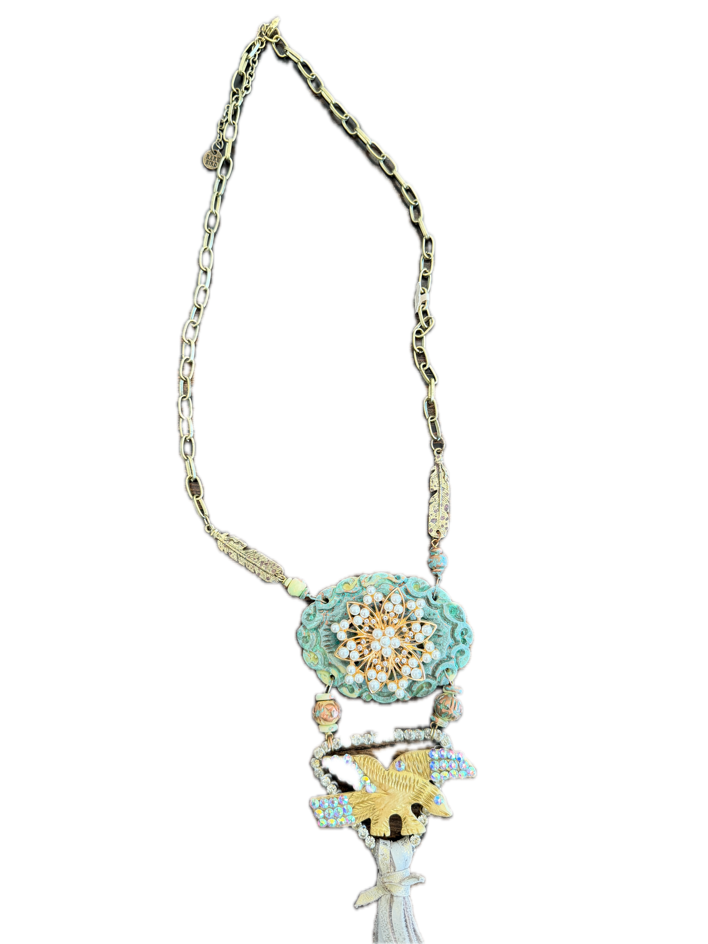 A Rare Bird- Golden Rhinestone Eagle Necklace