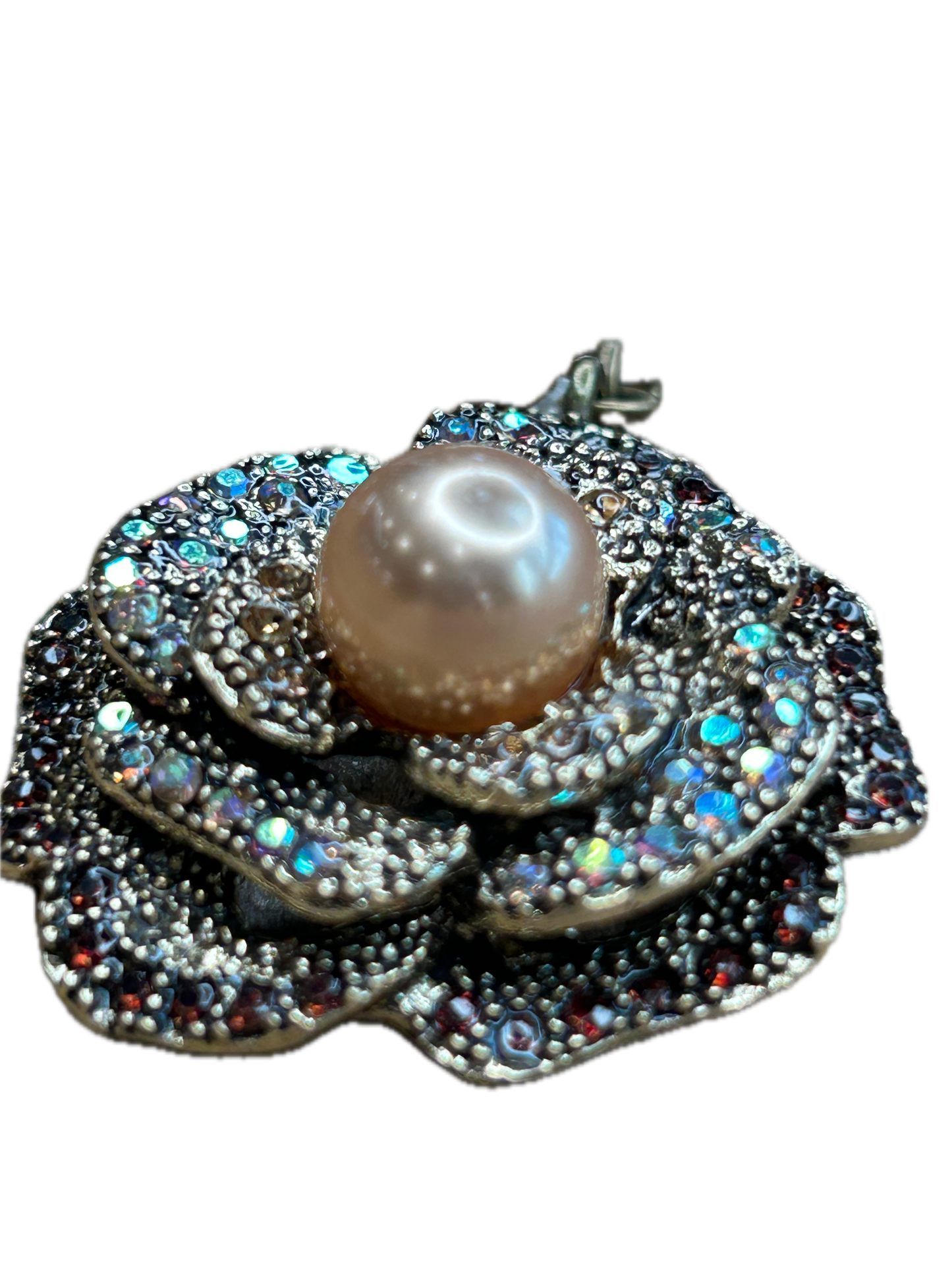 Champagne Rhinestone Rose Necklace