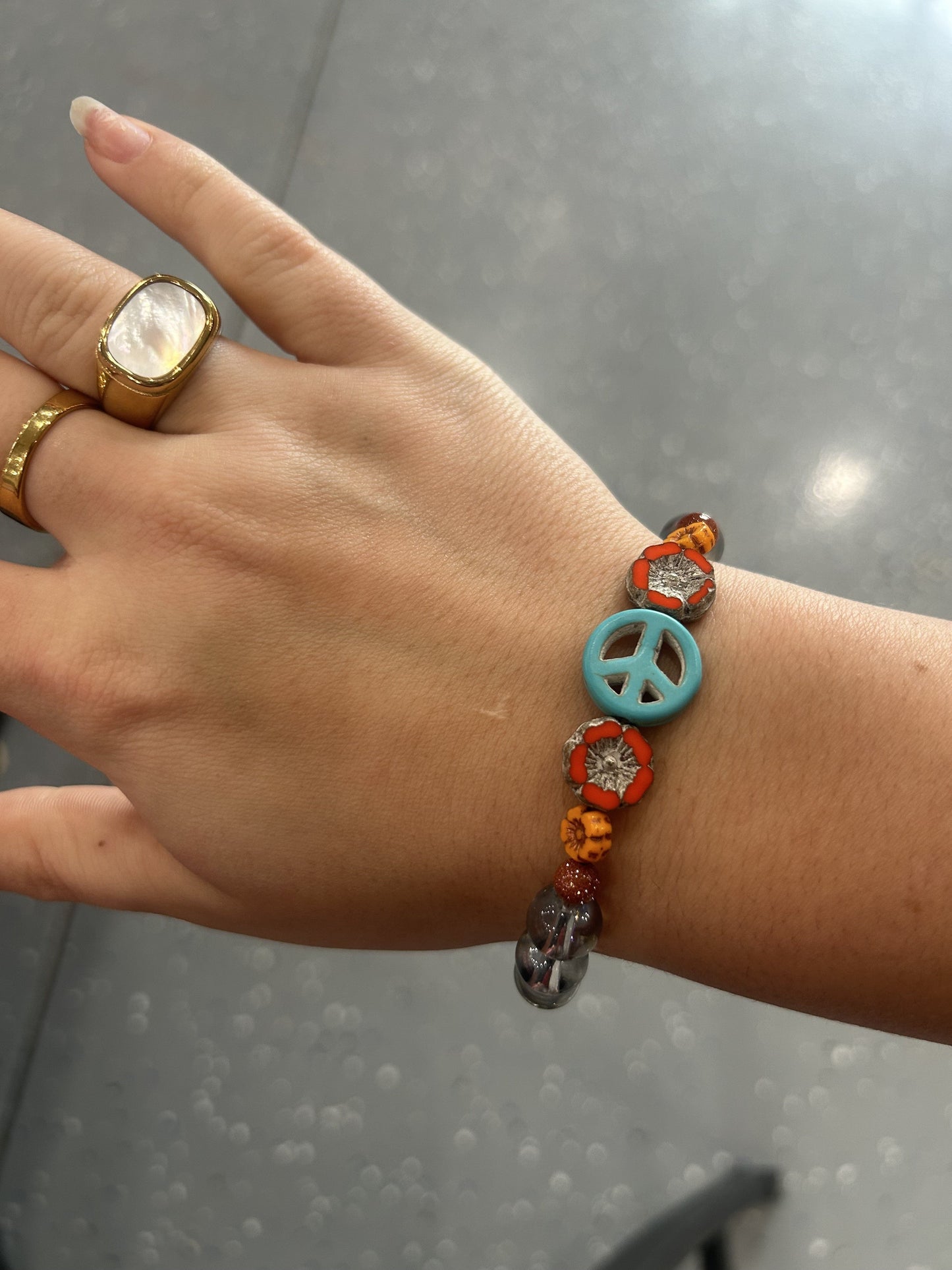 Eclectic Ruby Red Designs - Boho Peace Sign Bracelet