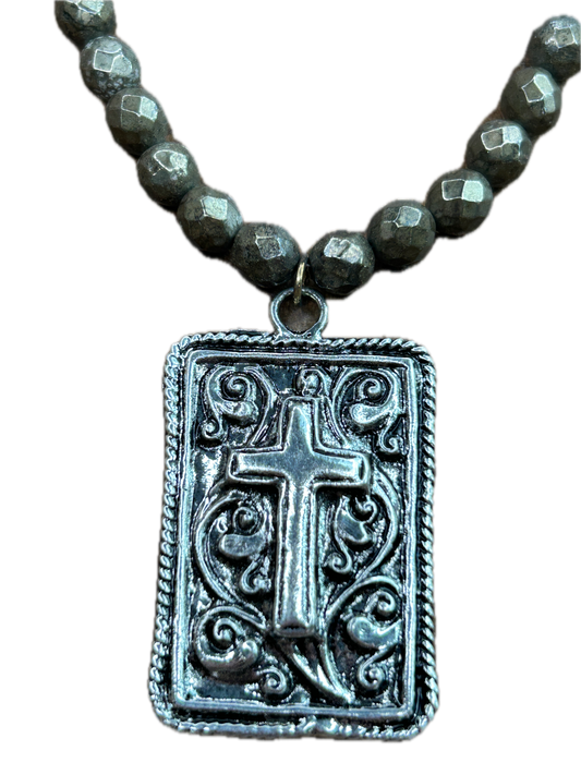 Lost & Found- Silver and Brass Cross Necklace