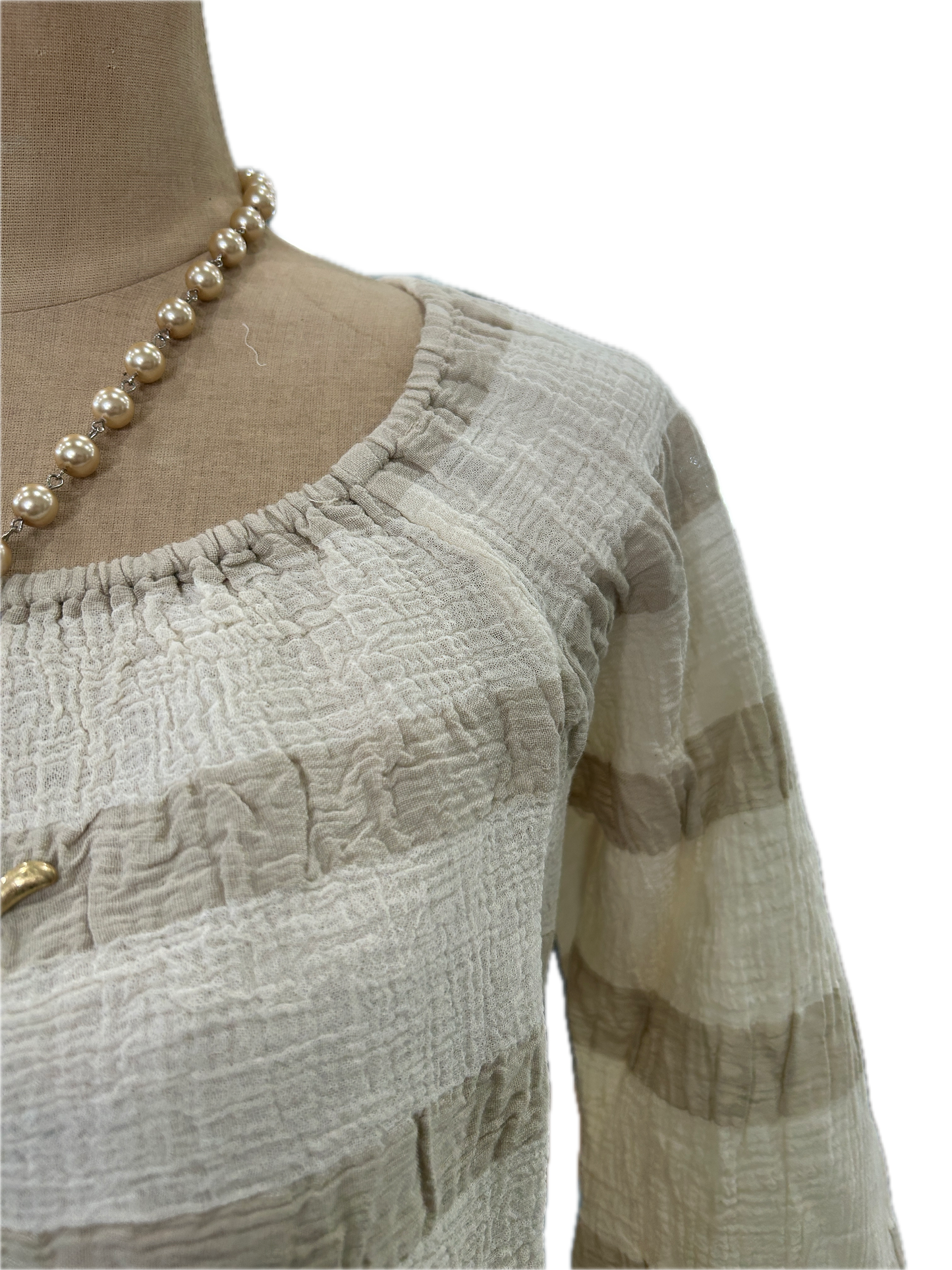 Paper Lace- Elastic Stripe Top (Natural/Ivory) *Final Sale*