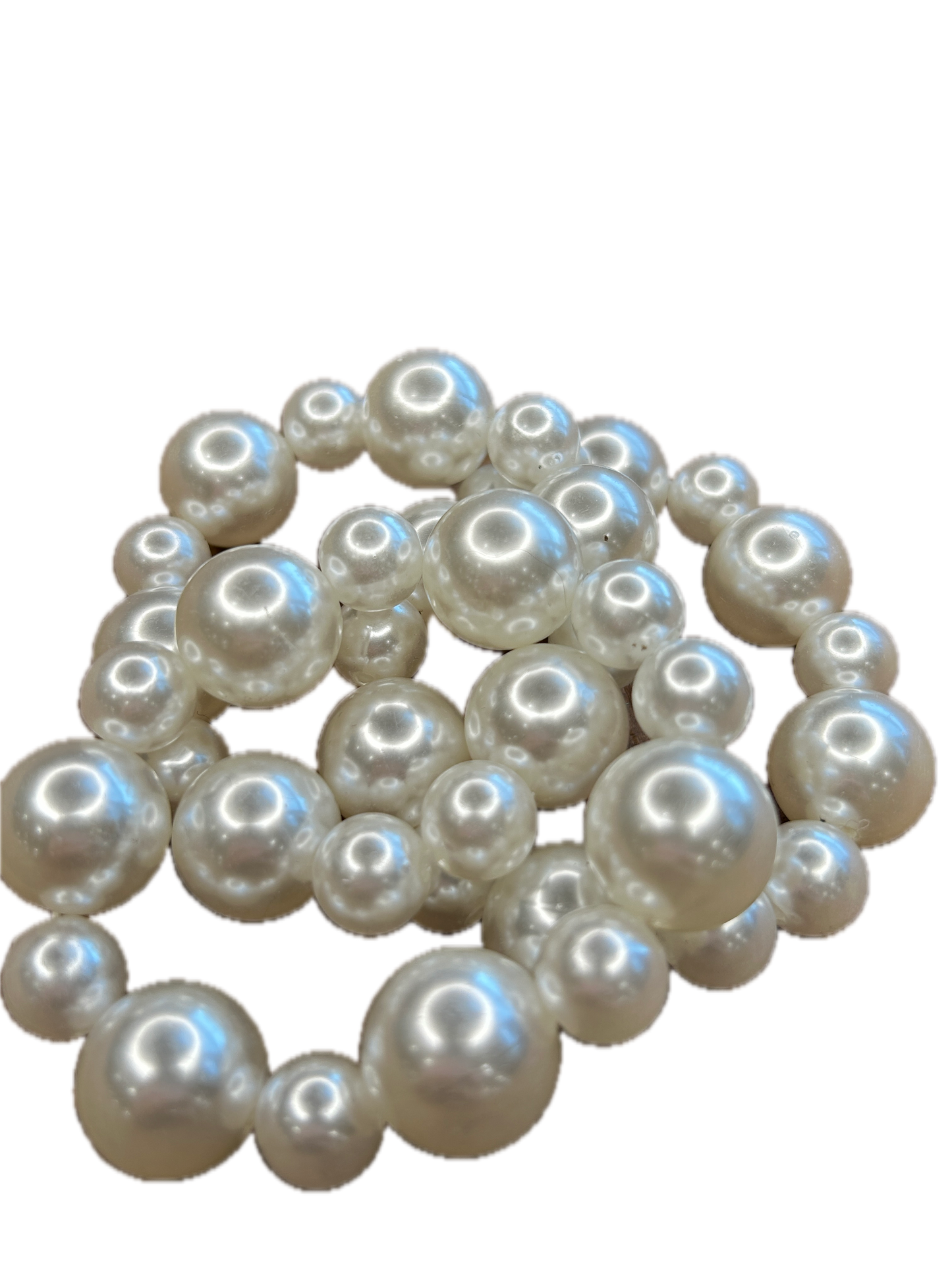 Three Strand Pearl Bracelet Stack (White)