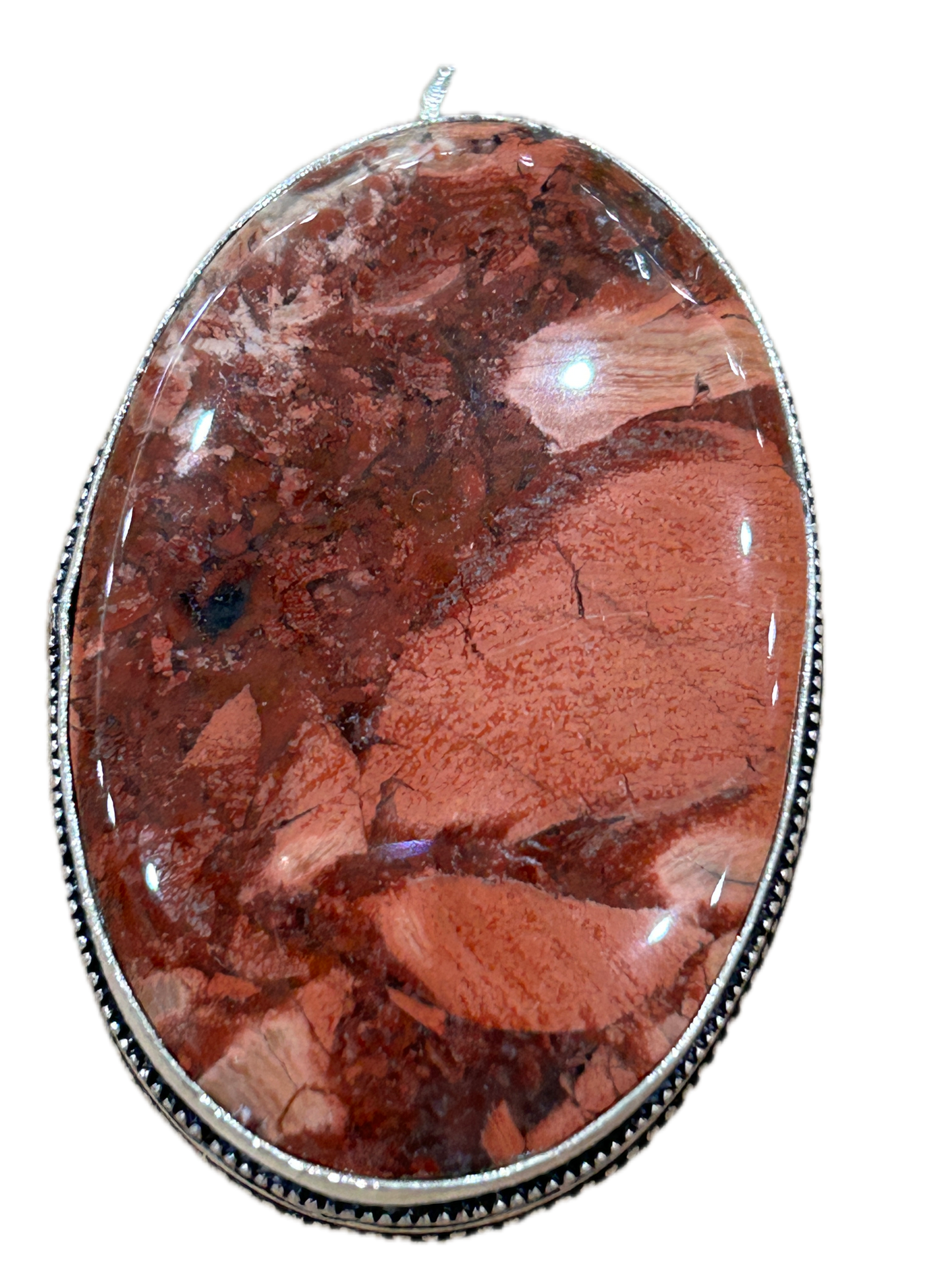 German Silver Red Maligano Jasper Necklace