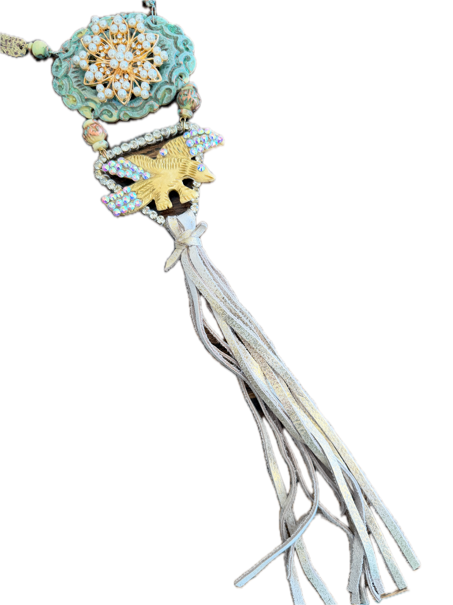 A Rare Bird- Golden Rhinestone Eagle Necklace