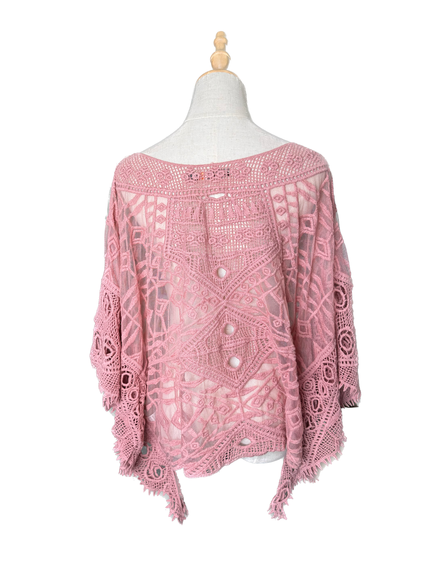 Origami- Crochet and Lace Poncho Top (Mauve)