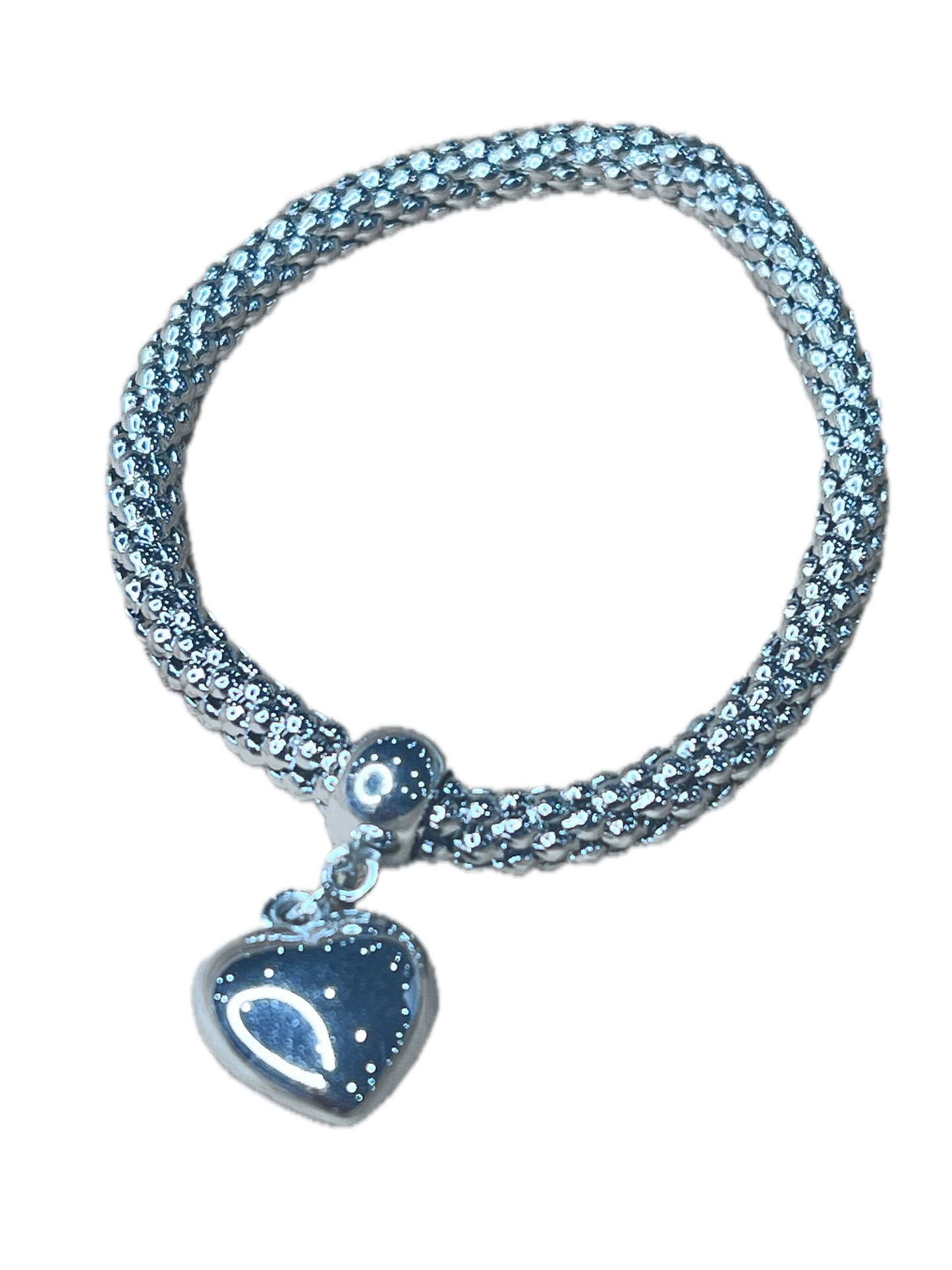 Dainty Silver Heart Stretch Bracelet