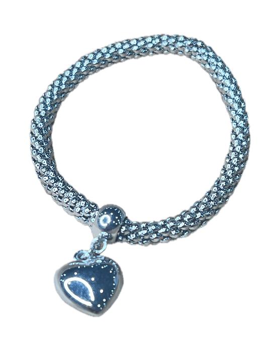 Dainty Silver Heart Stretch Bracelet
