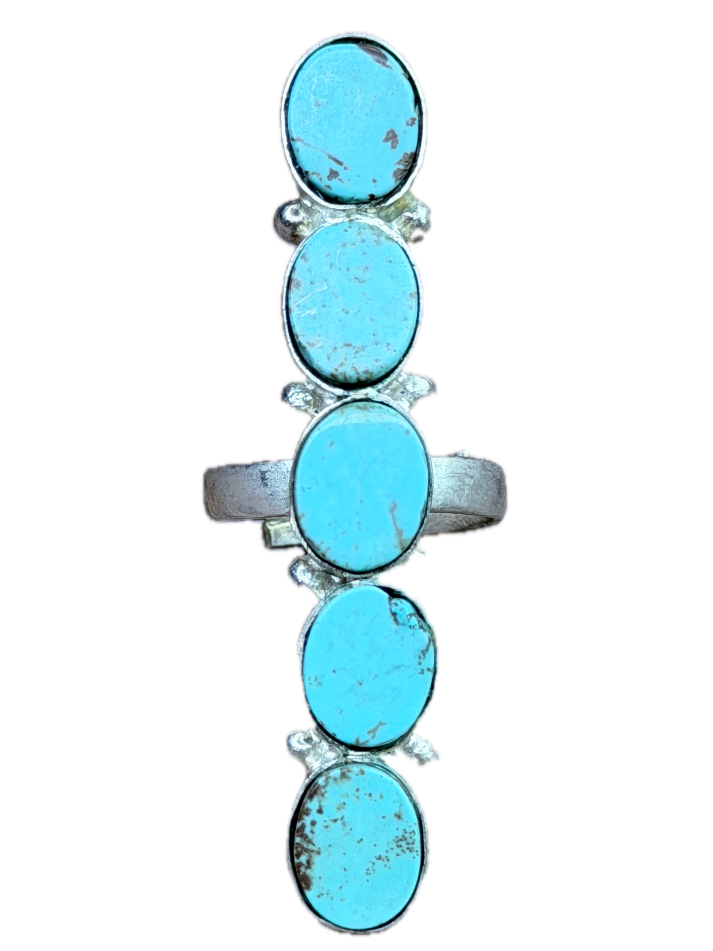 German Silver Dainty Five Stone Turquoise Ring