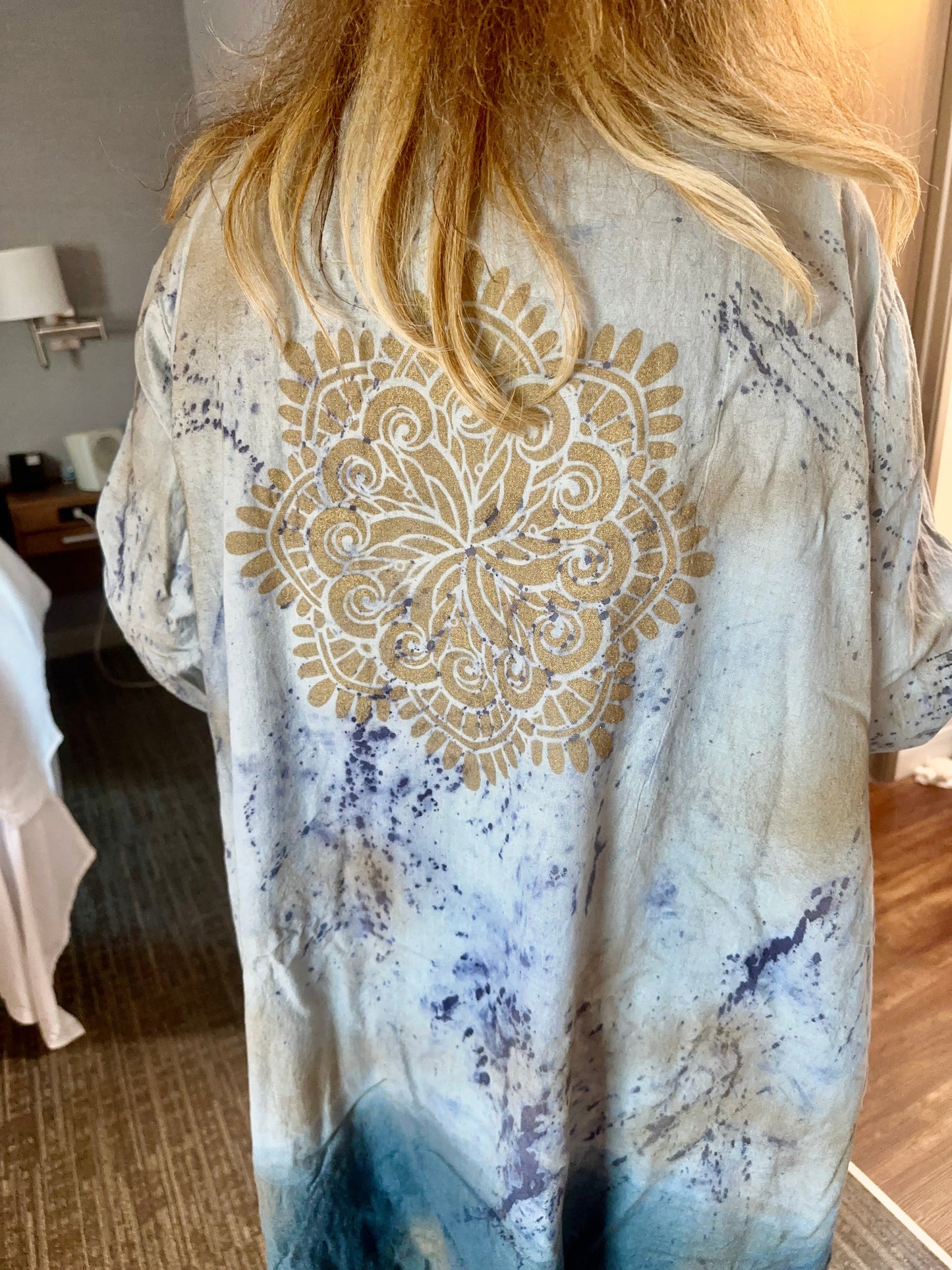FINAL SALE!!! A Rare BIrd-BLUE AND GRAY DIP DYE KIMONO