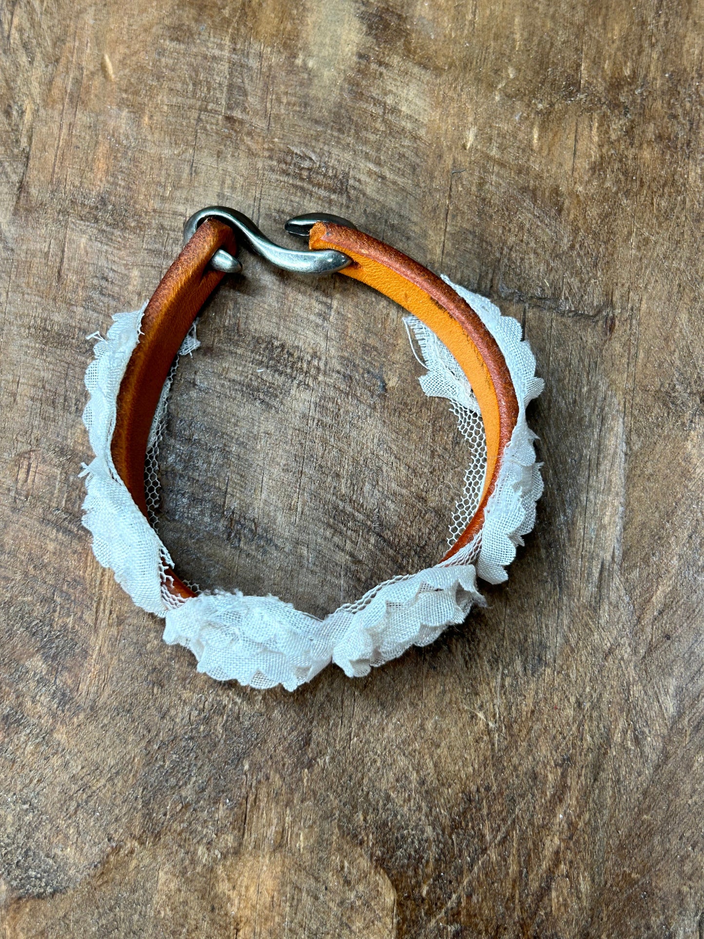 Lacey Flowers Leather Cuff