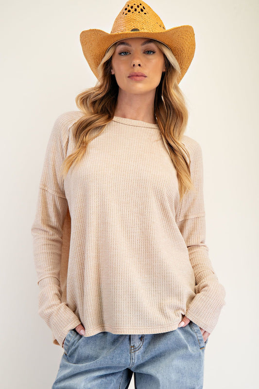 Easel- Thermal Knit Pullover (Khaki) *Final Sale*