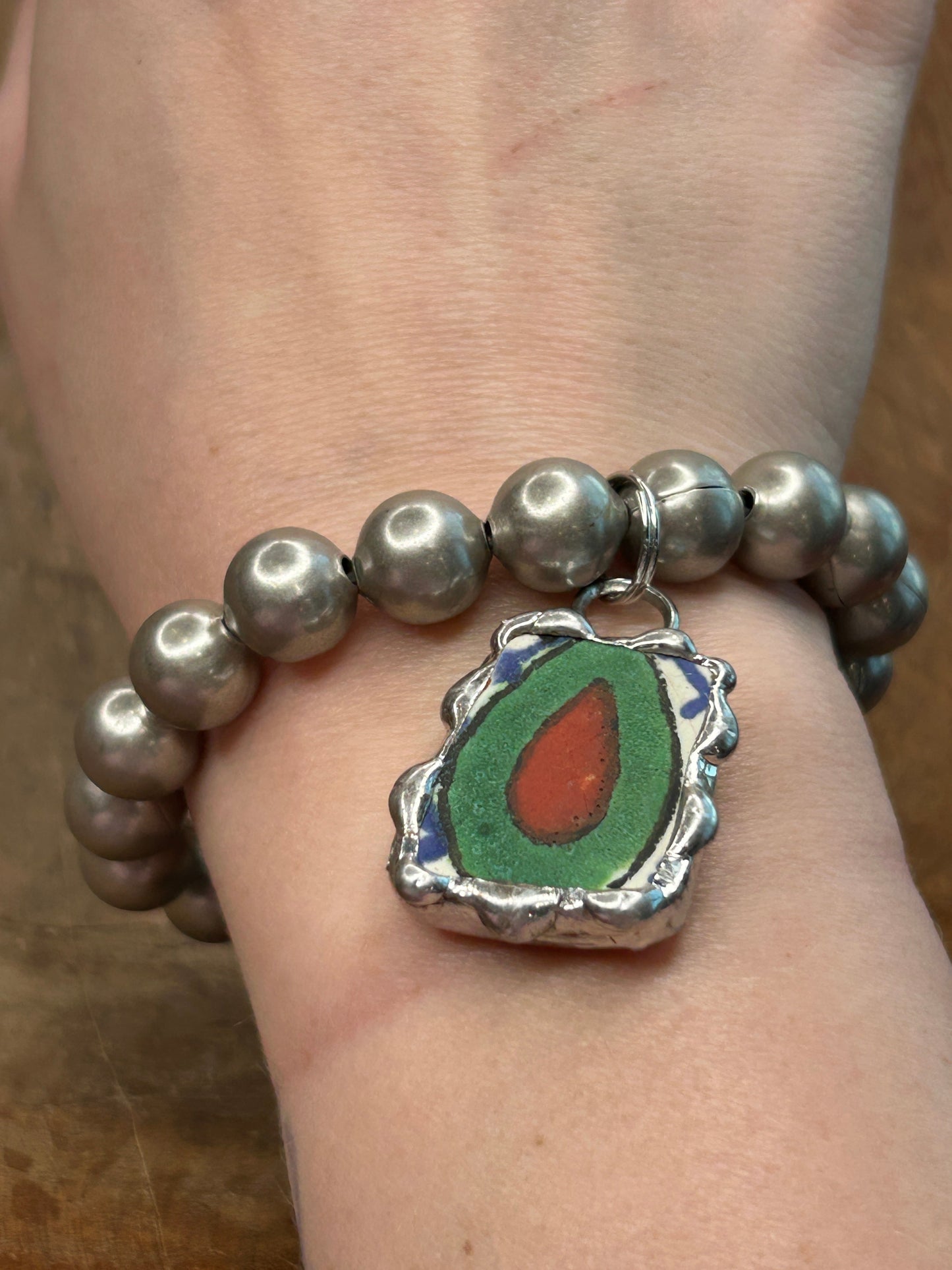 Soldered Clay Charm Bracelet (Green)