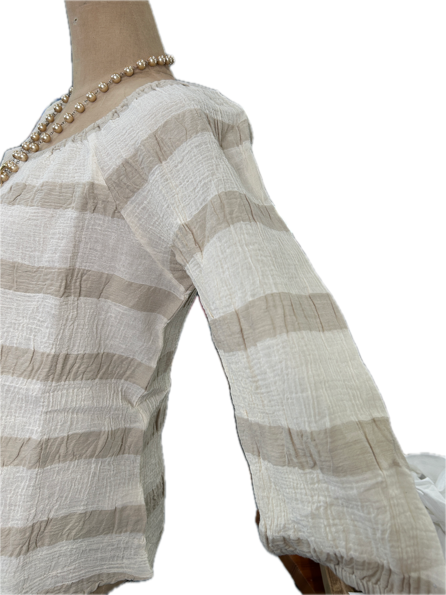 Paper Lace- Elastic Stripe Top (Natural/Ivory) *Final Sale*