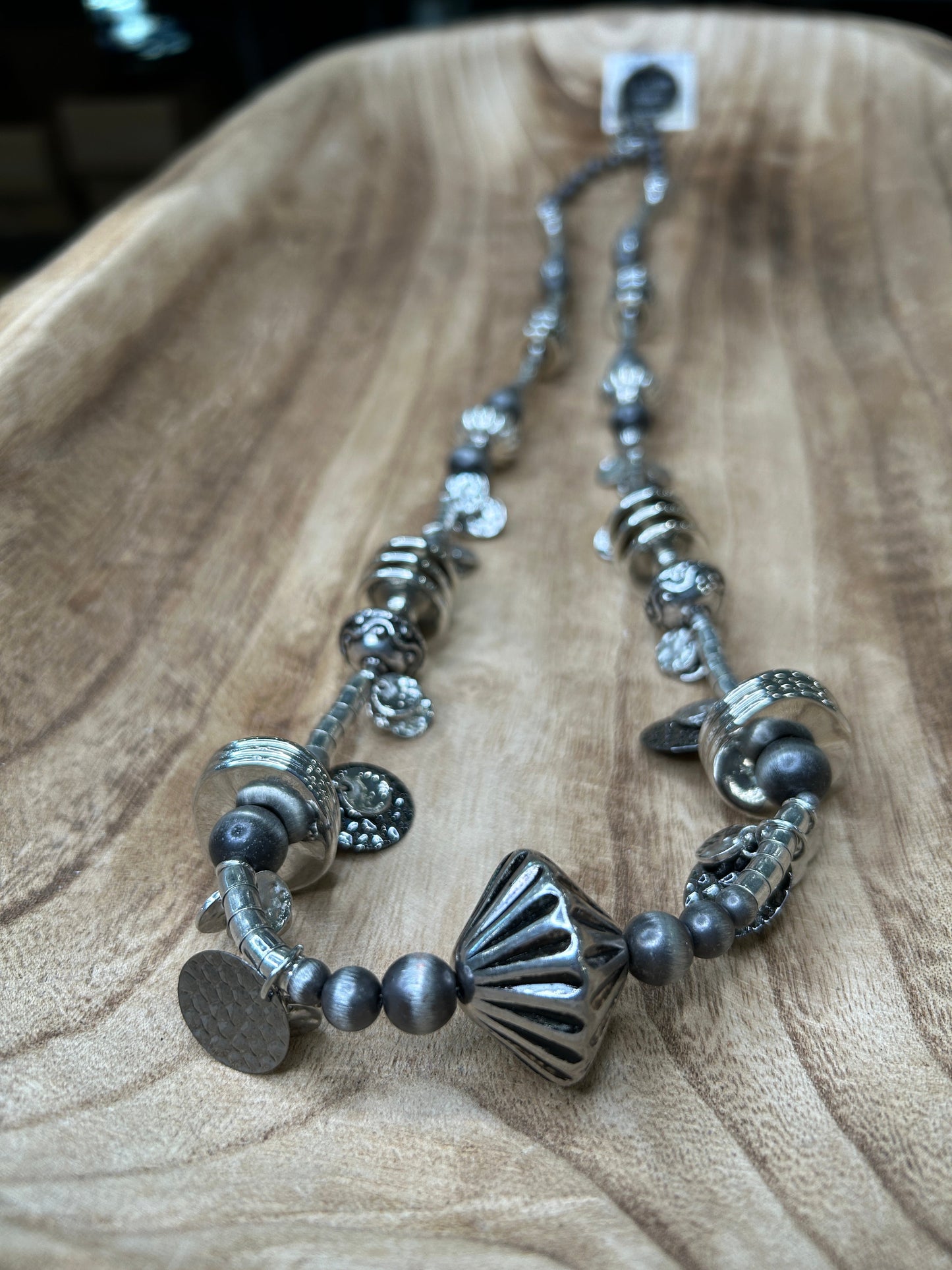 Lost & Found- Long Silver Beaded Necklace 2