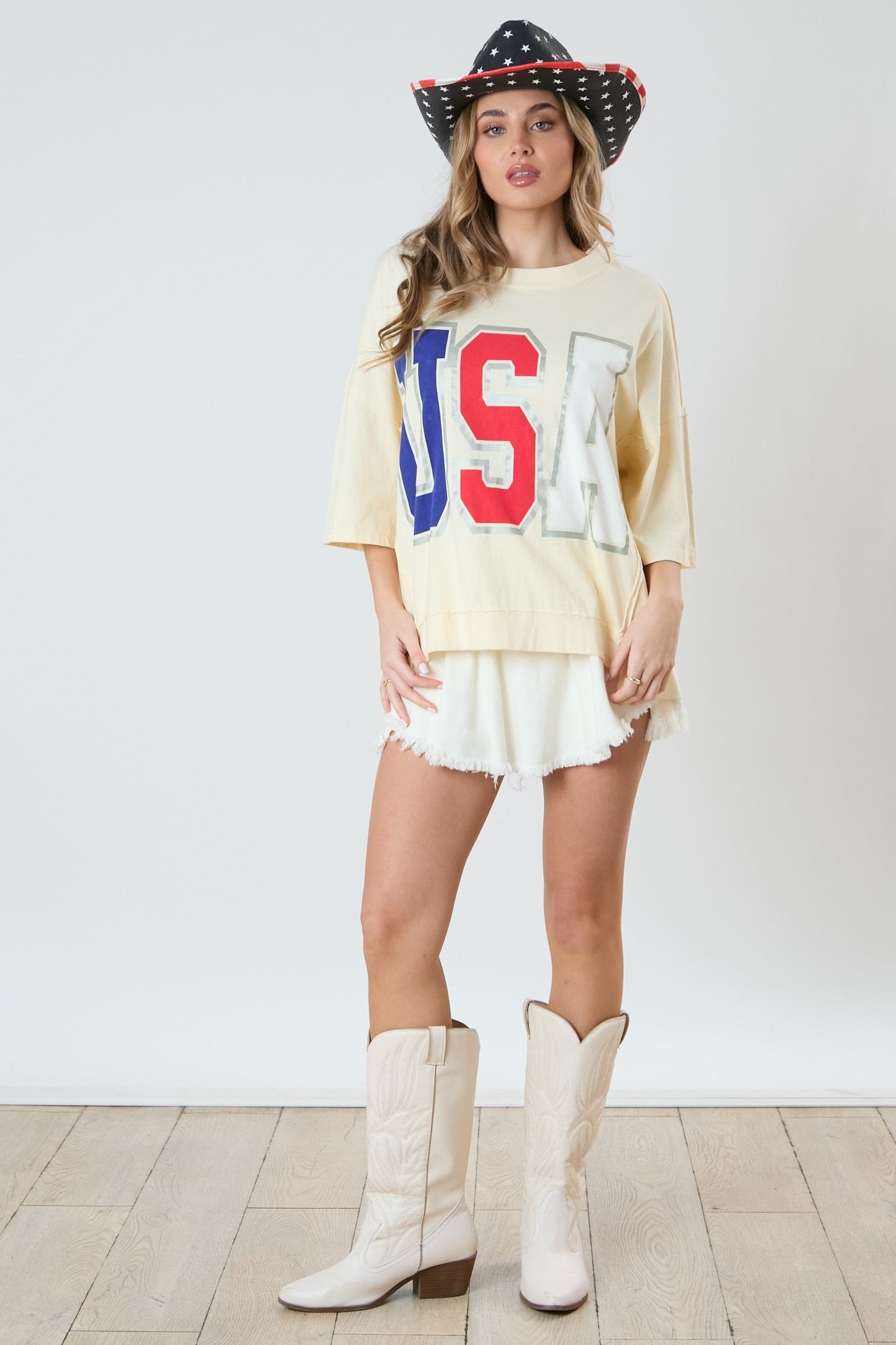 Peach Love- USA Graphic T-Shirt (Cream) *Final sale*