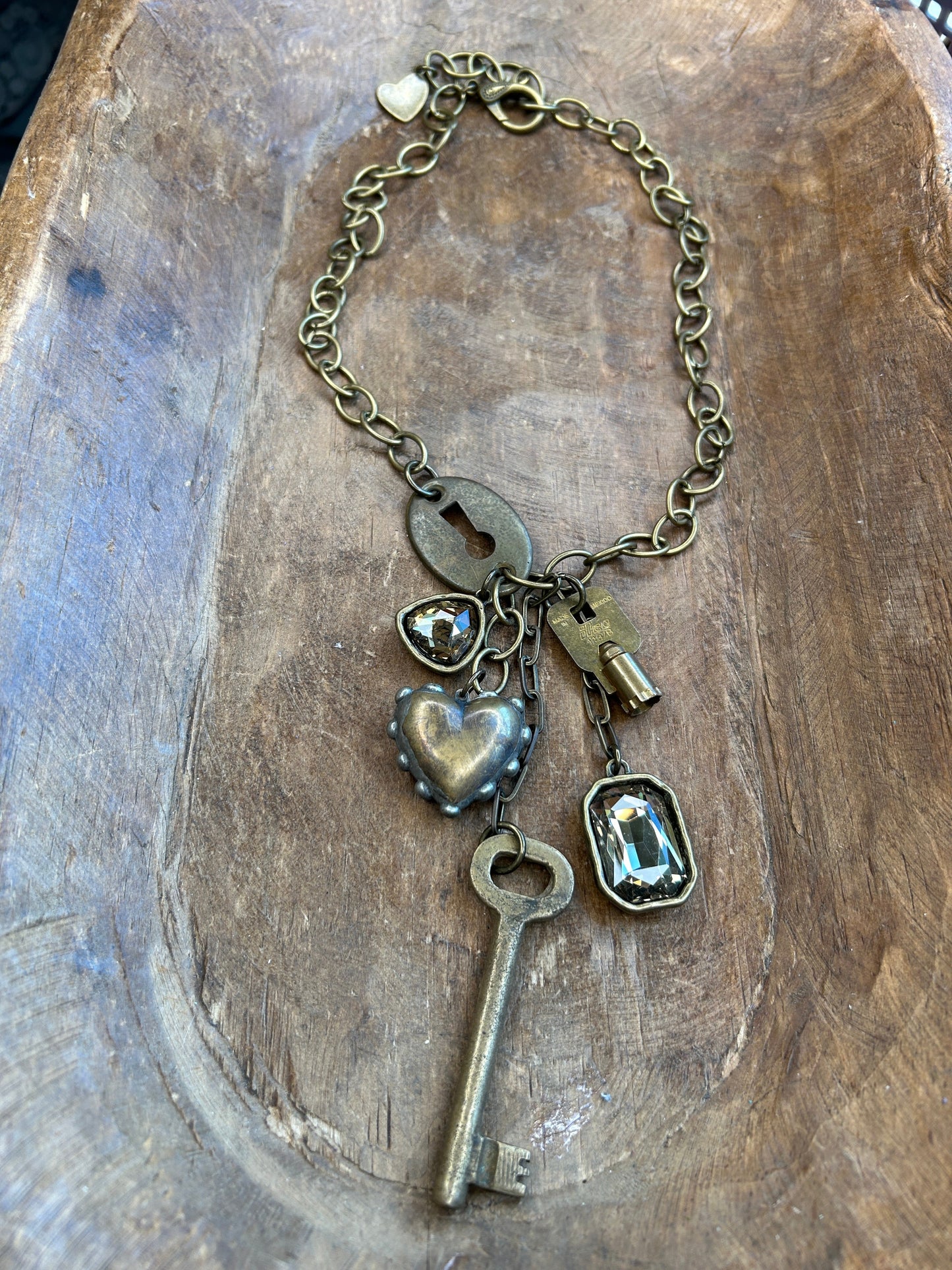 SALE Art By Amy- Brassy Lock and Key Necklace