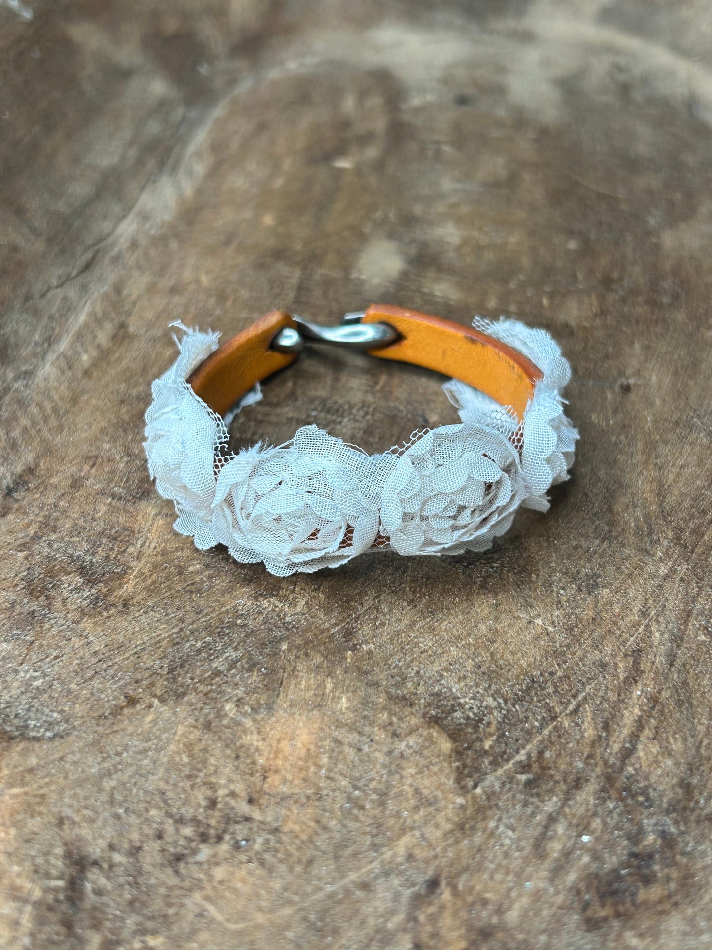 Lacey Flowers Leather Cuff