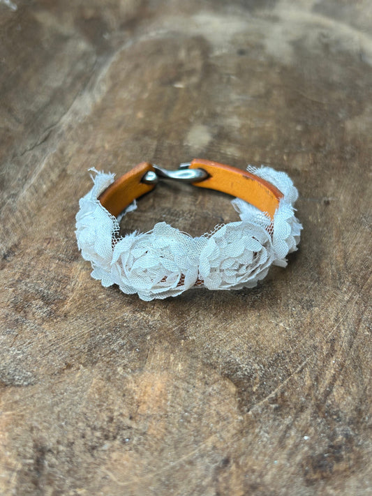 Lacey Flowers Leather Cuff