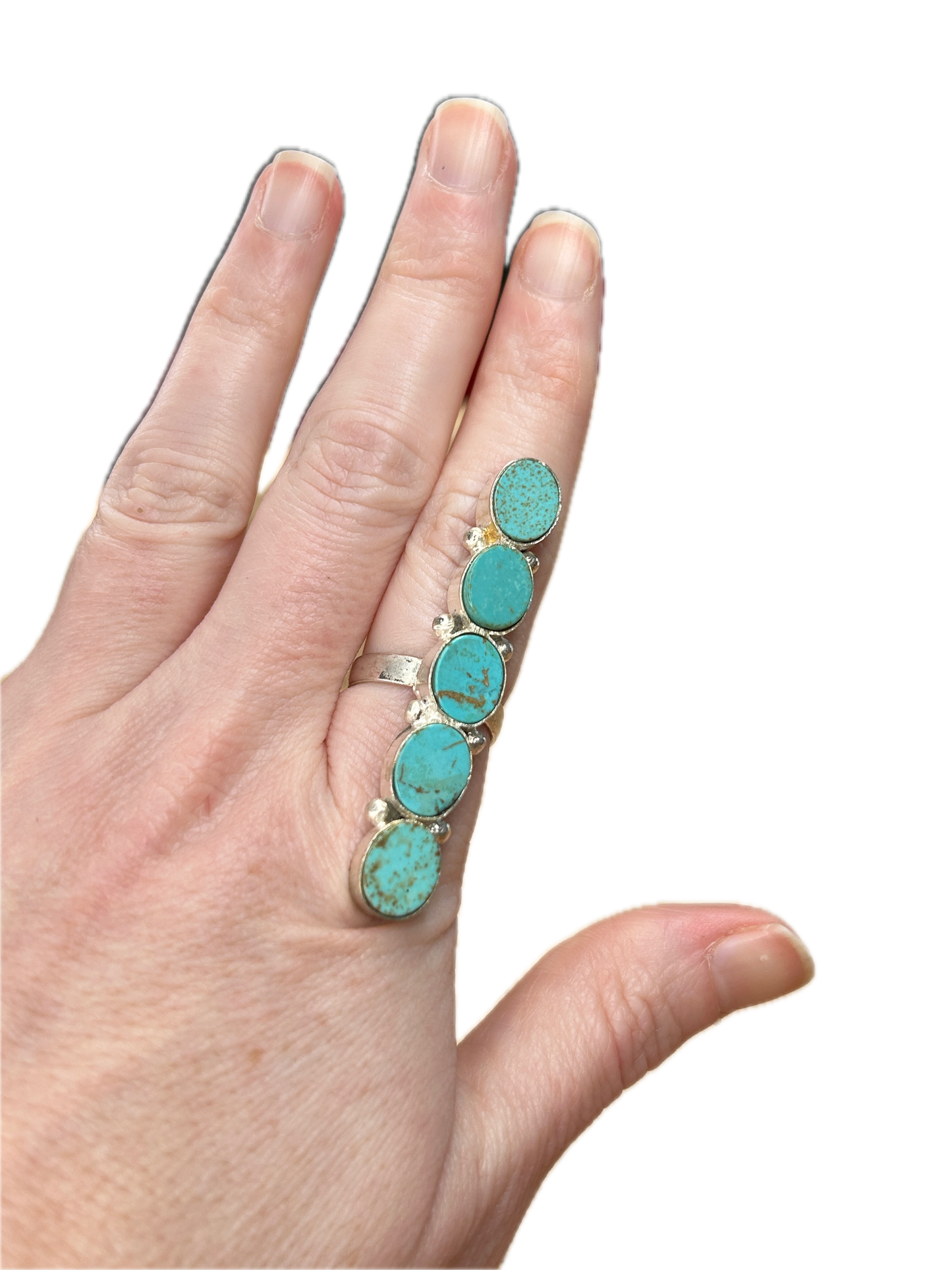 German Silver Turquoise 5 Stone Ring