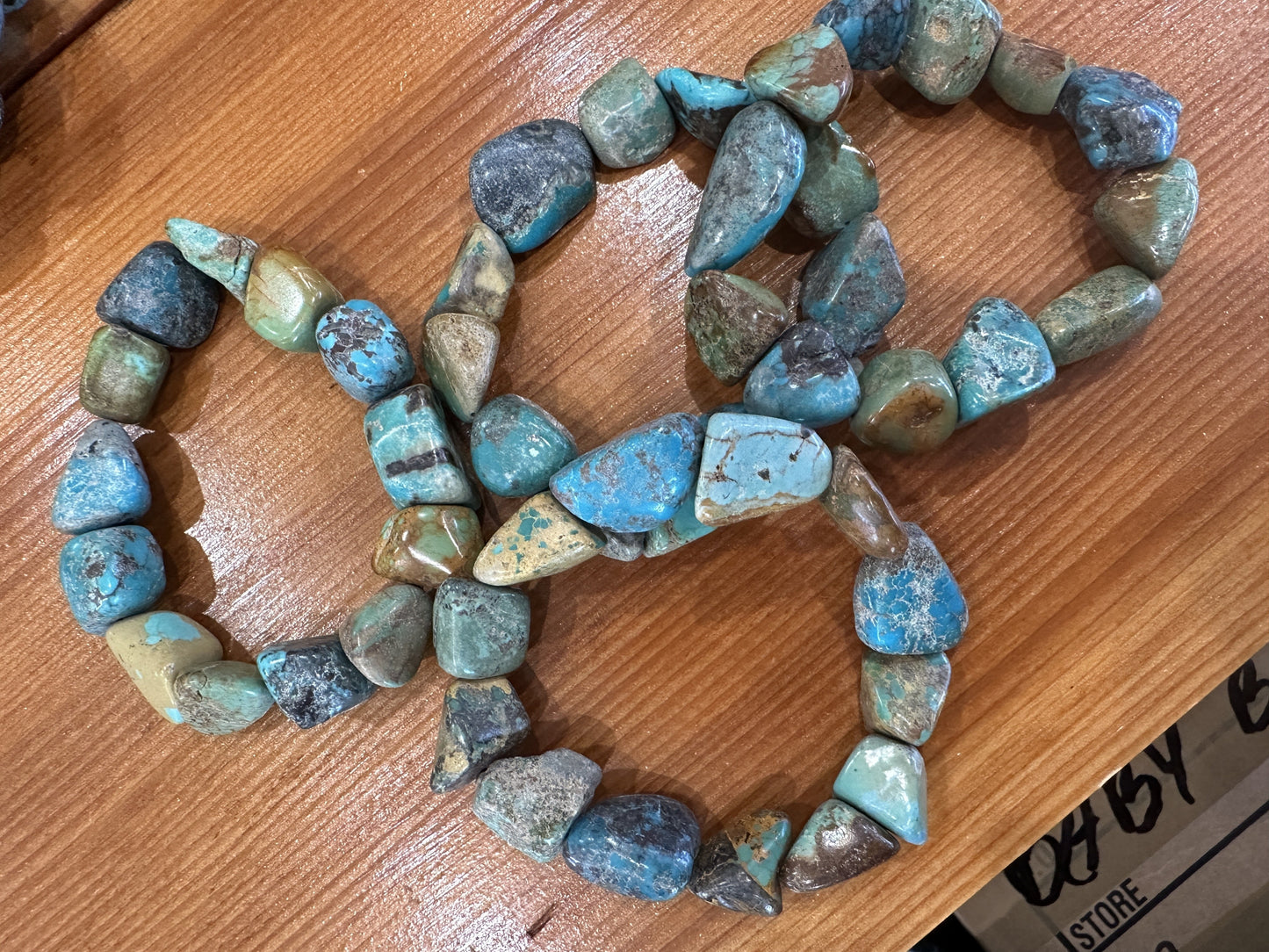 Genuine Turquoise Chunky Stretch  Bracelet (set of 3 bracelets)