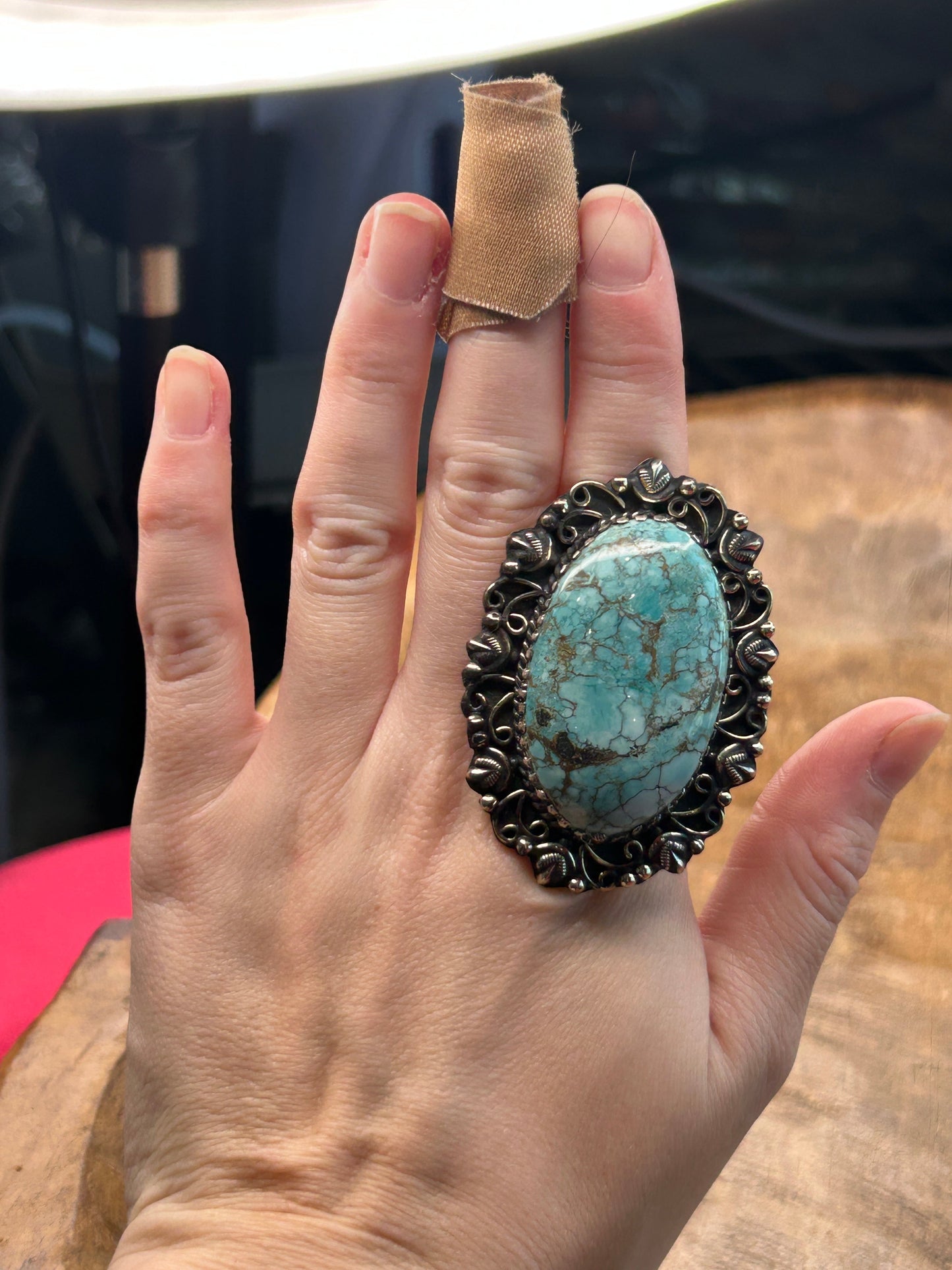 German Silver Light Blue Turquoise Ring C