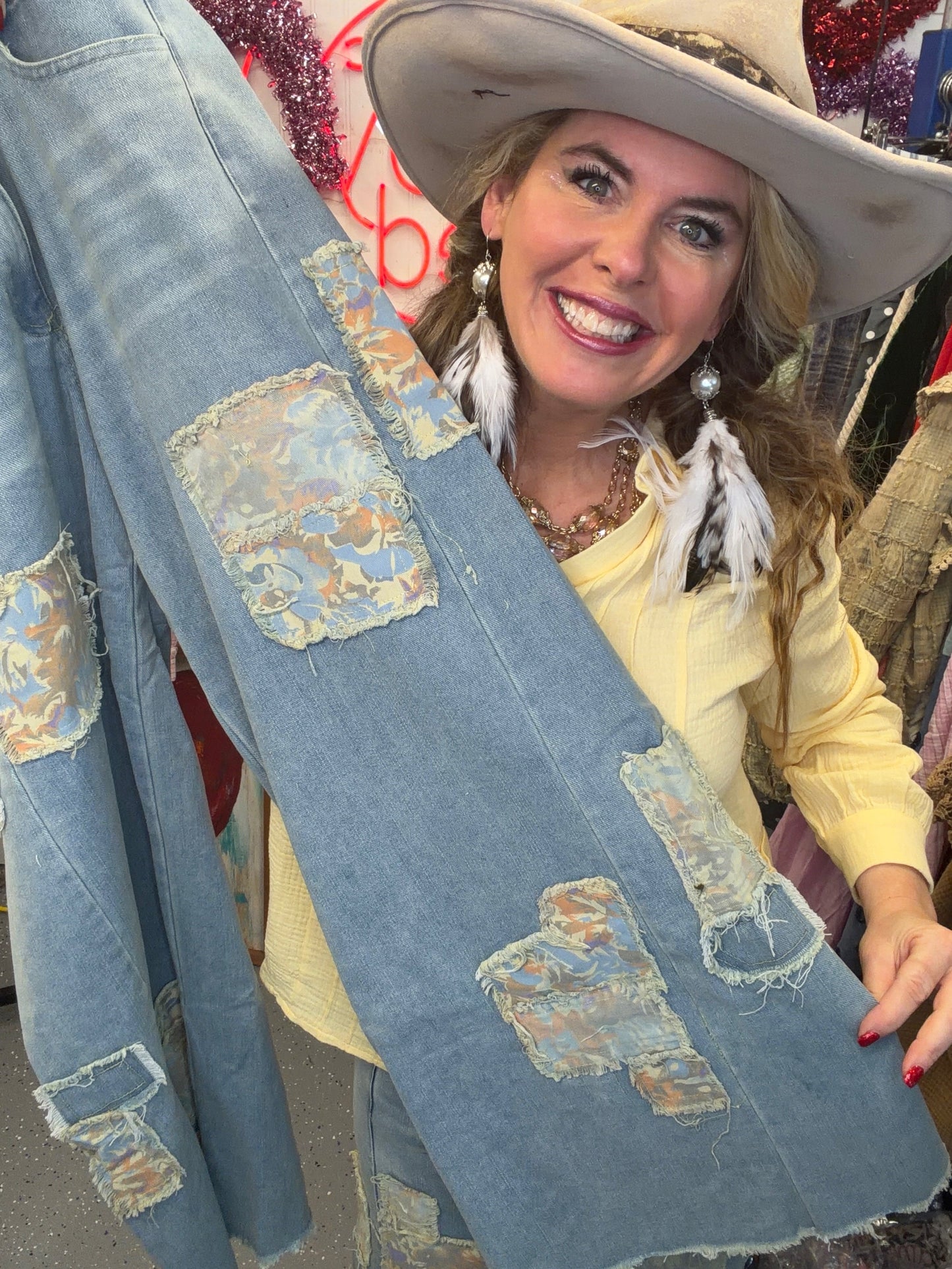 Bluevelvet- Wide-Leg Patchwork Jeans (Lt Denim)
