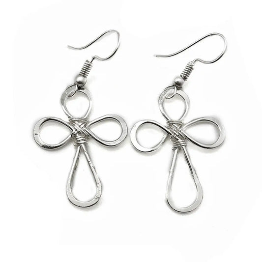 Silver Plated Cross Earrings