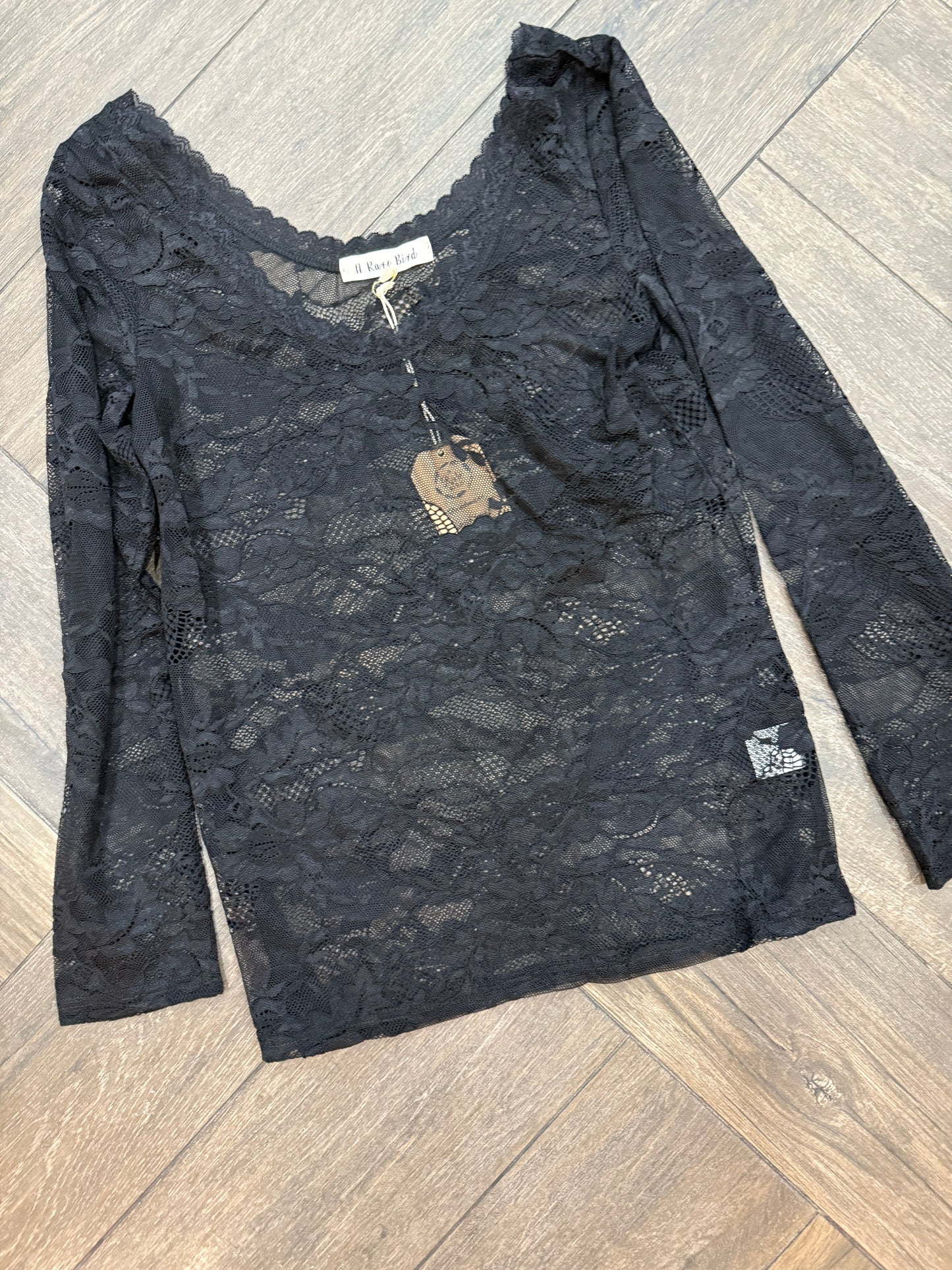 Rare Bird- Lace Layer Shirt BLACK