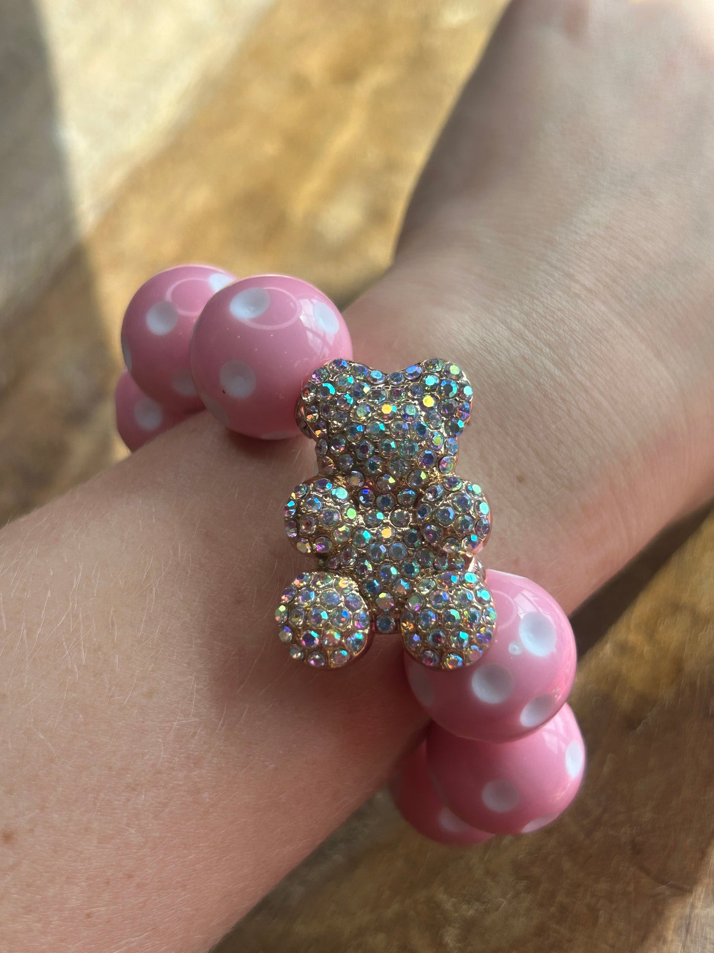 Pink Rhinestone Bear Bracelet  -ERR design