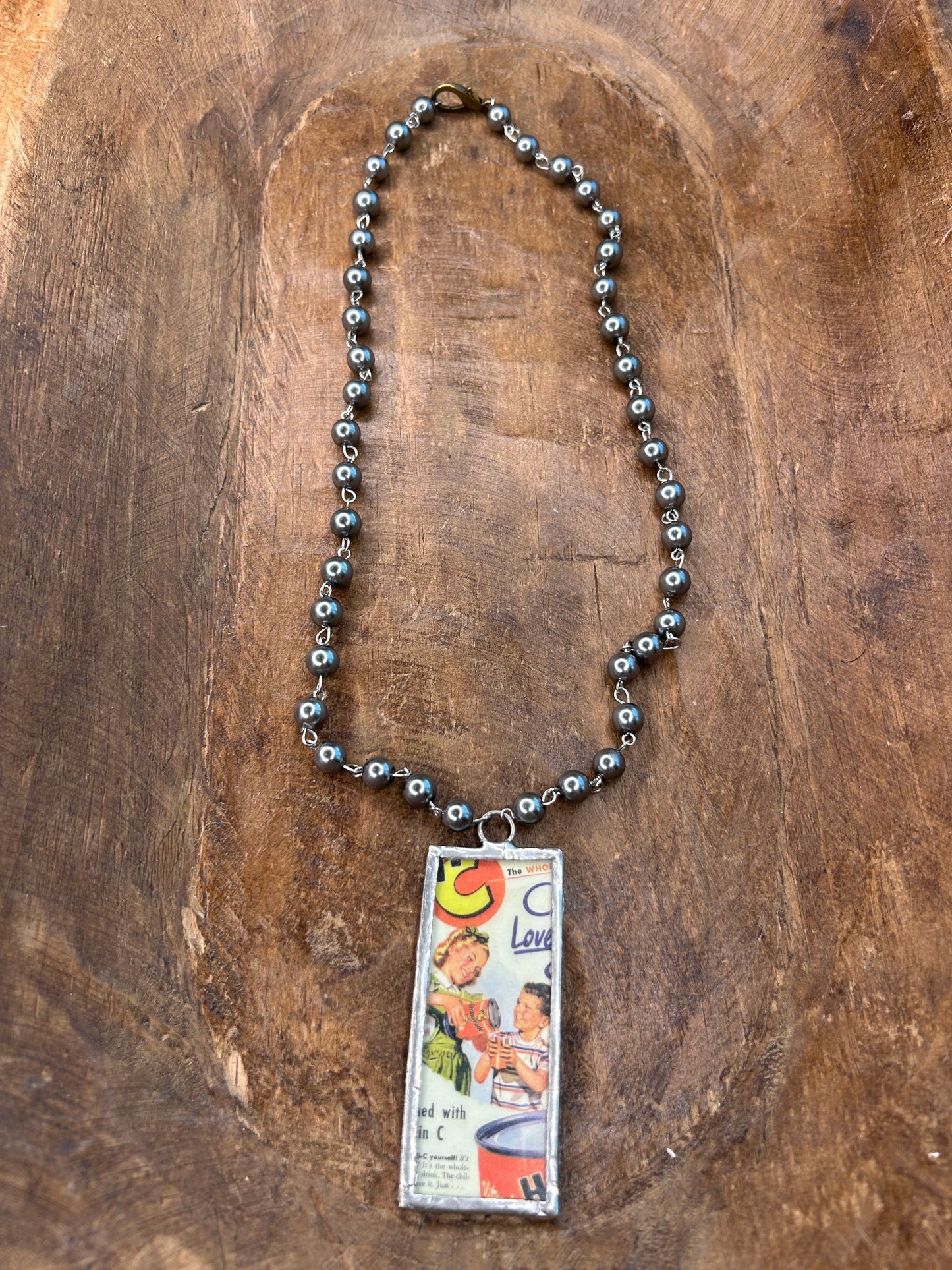 Soldered Vintage Print Necklace