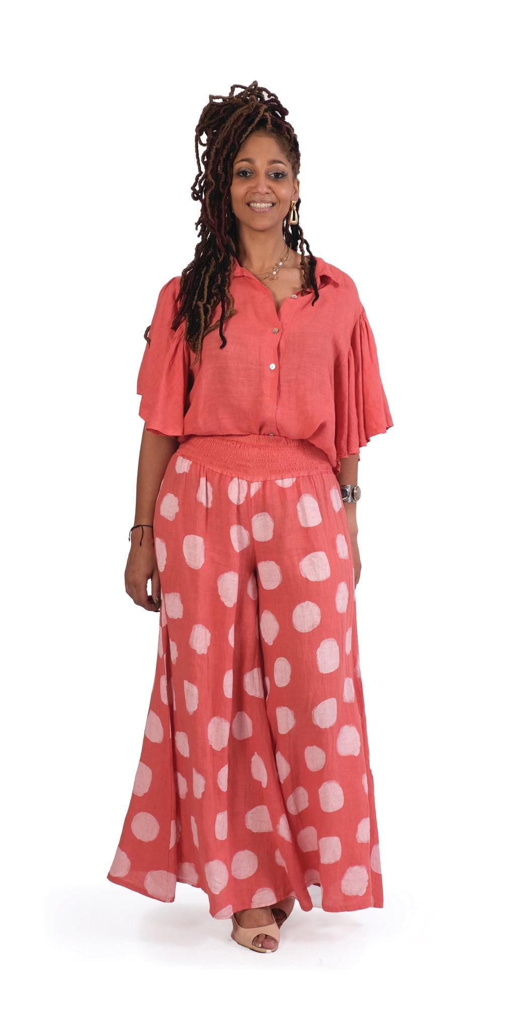 Linen Top - (Coral) *Final Sale*