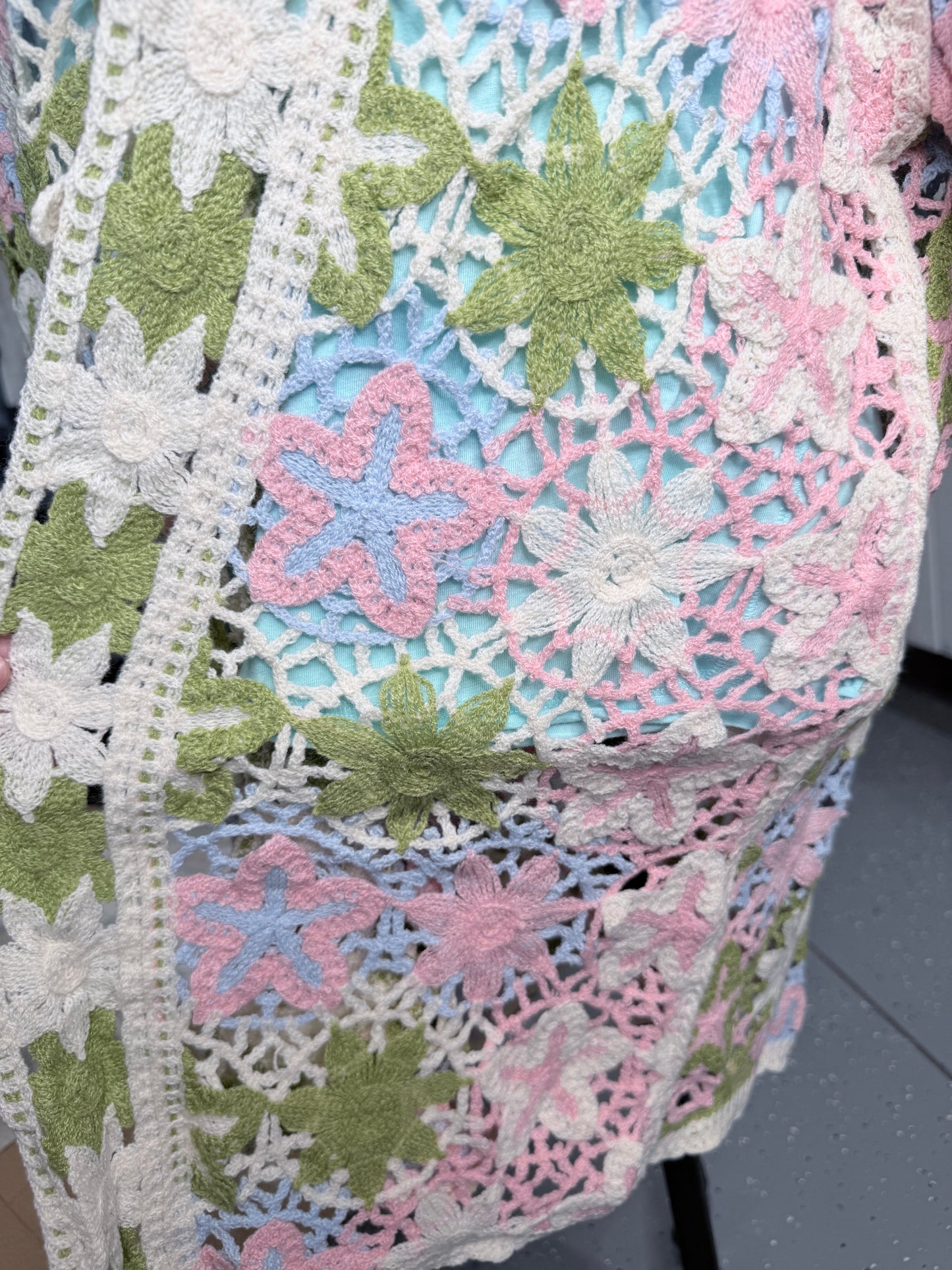Boho Starfish Front Tie Cardigan (Pink and Green) *Final Sale*