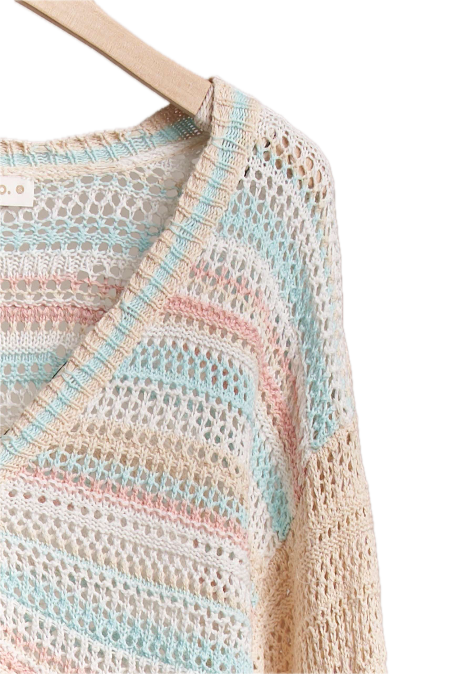 Button Down Striped Crochet Cardigan (Multi) *Final Sale*