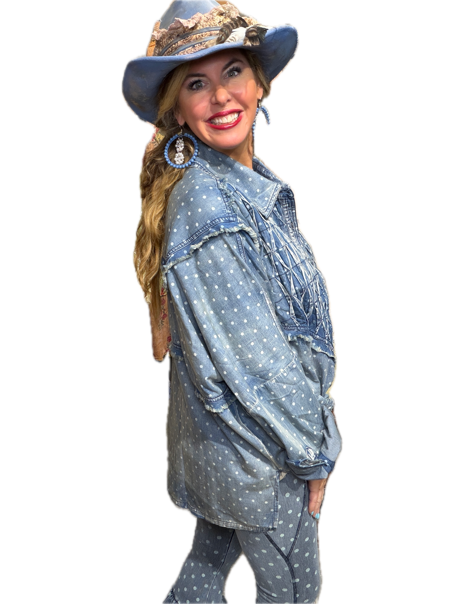 A RARE BIRD- Denim Dot Shirt